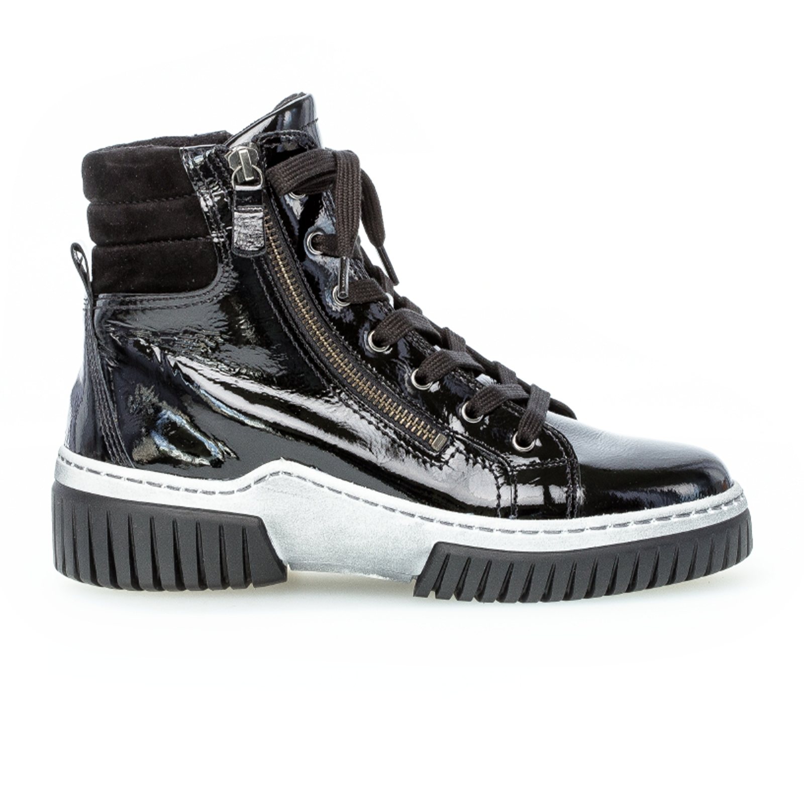 Gabor 93761 97 Women's High Top Sneakers - Black Patent Leather Fashion Shoes for Casual Wear & Street Style