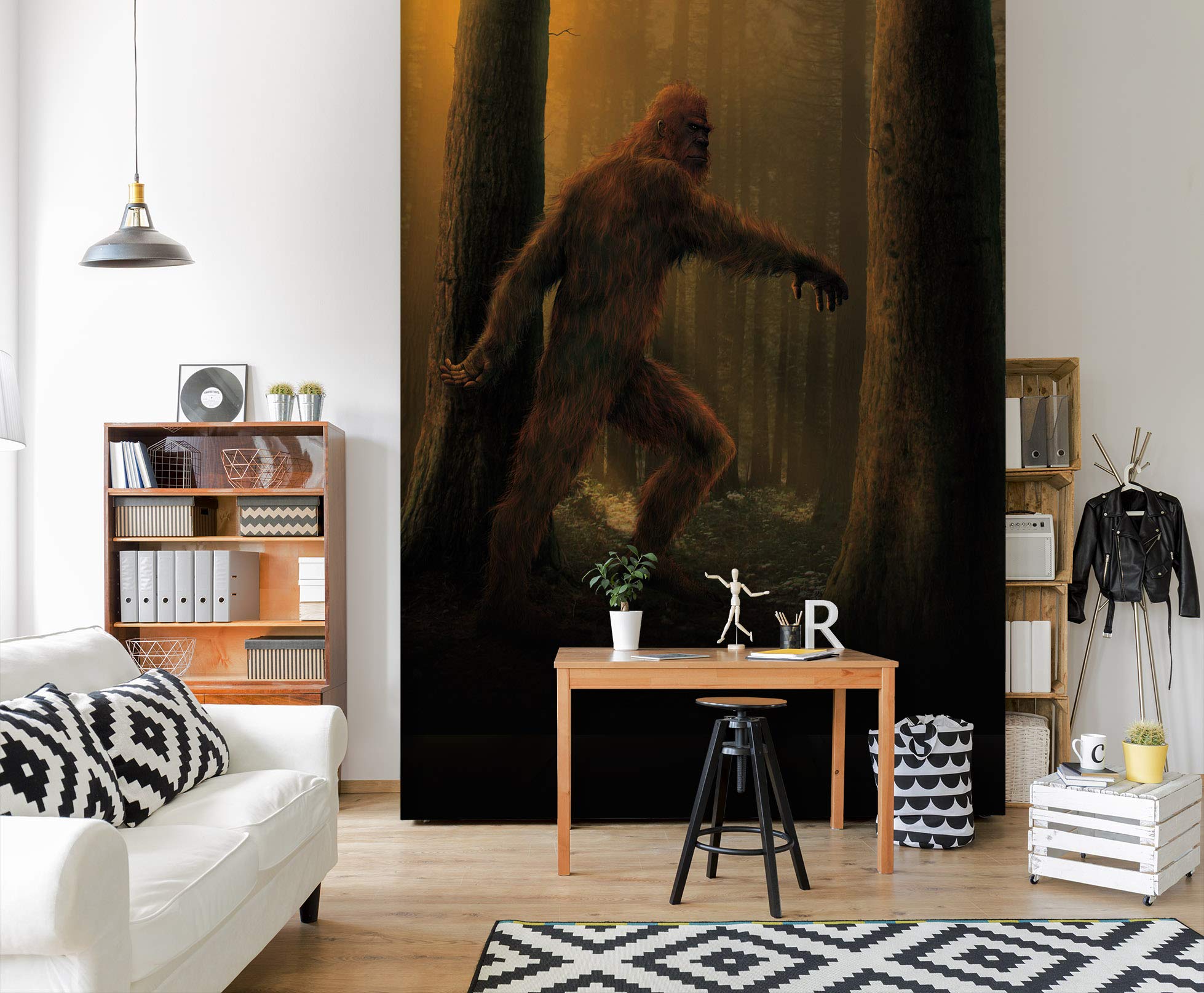 3D Bigfoot Wall Decal - Self-Adhesive Removable Vinyl Wallpaper Mural (58”x82”/146x208cm) for Home Decor, Living Room, Bedroom & Office - No Glue Needed