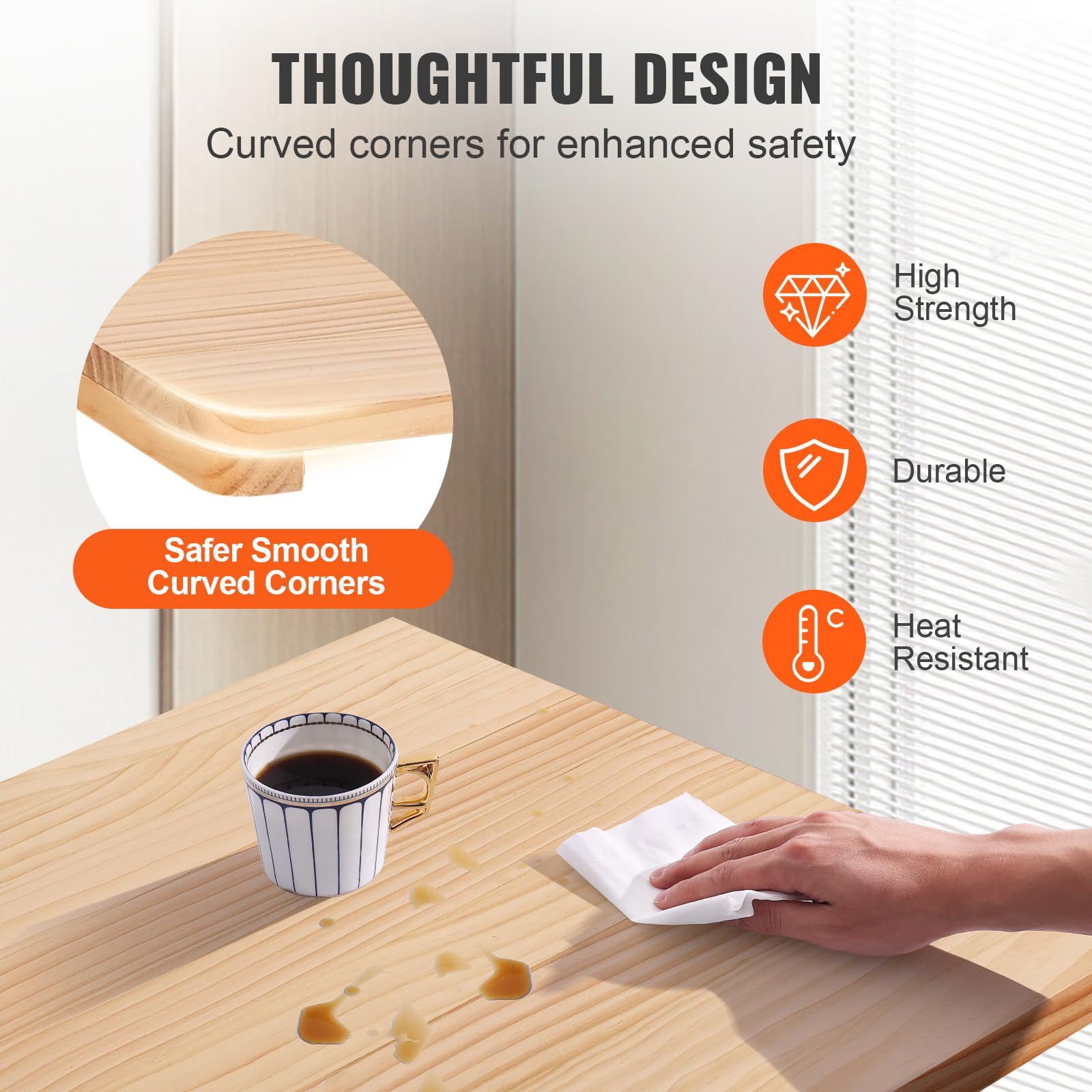 VEVOR Wall Mounted Folding Table - Solid Wood Drop Leaf Floating Desk for Small Spaces (31.5