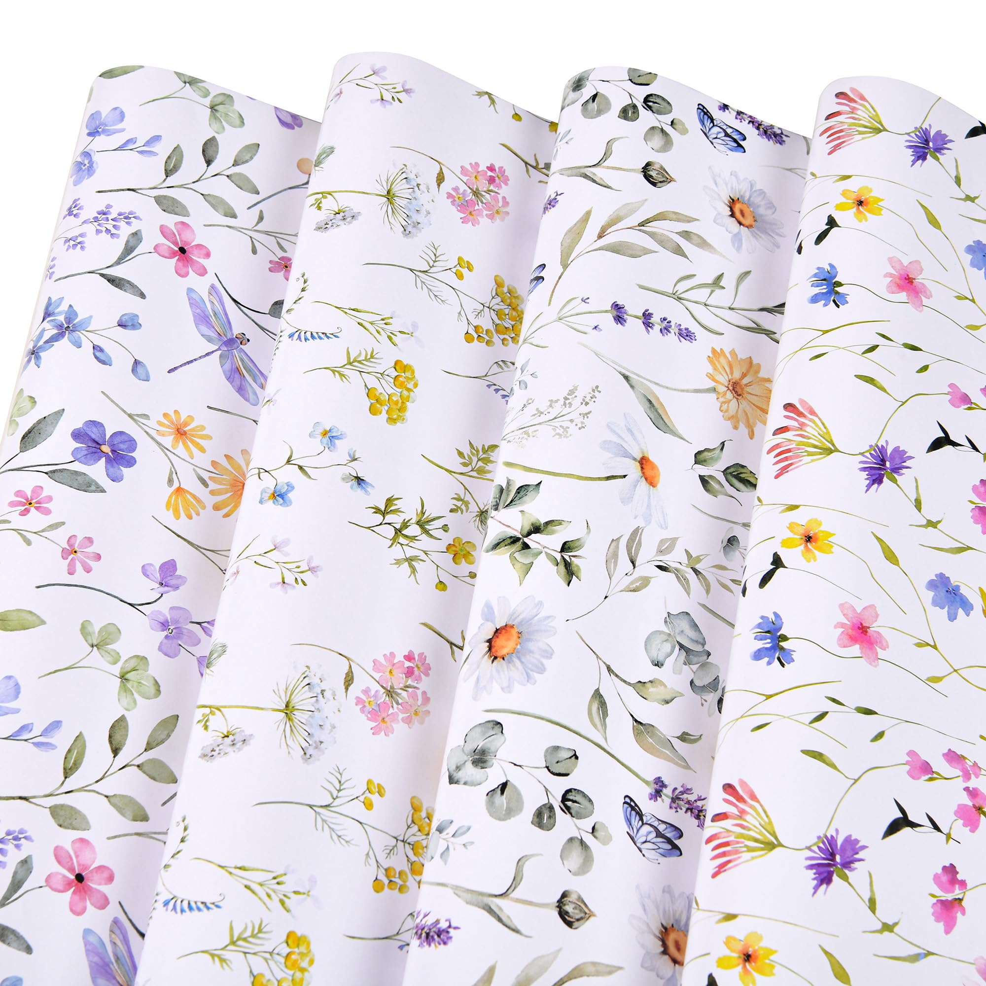 Titiweet Floral Wrapping Paper - 8 Sheets Wildflower Gift Wrap for Birthdays, Weddings, Mother's Day & Baby Showers (20x28 Inches) | Elegant Present Wrapping for Women, Party Decor & Special Occasions