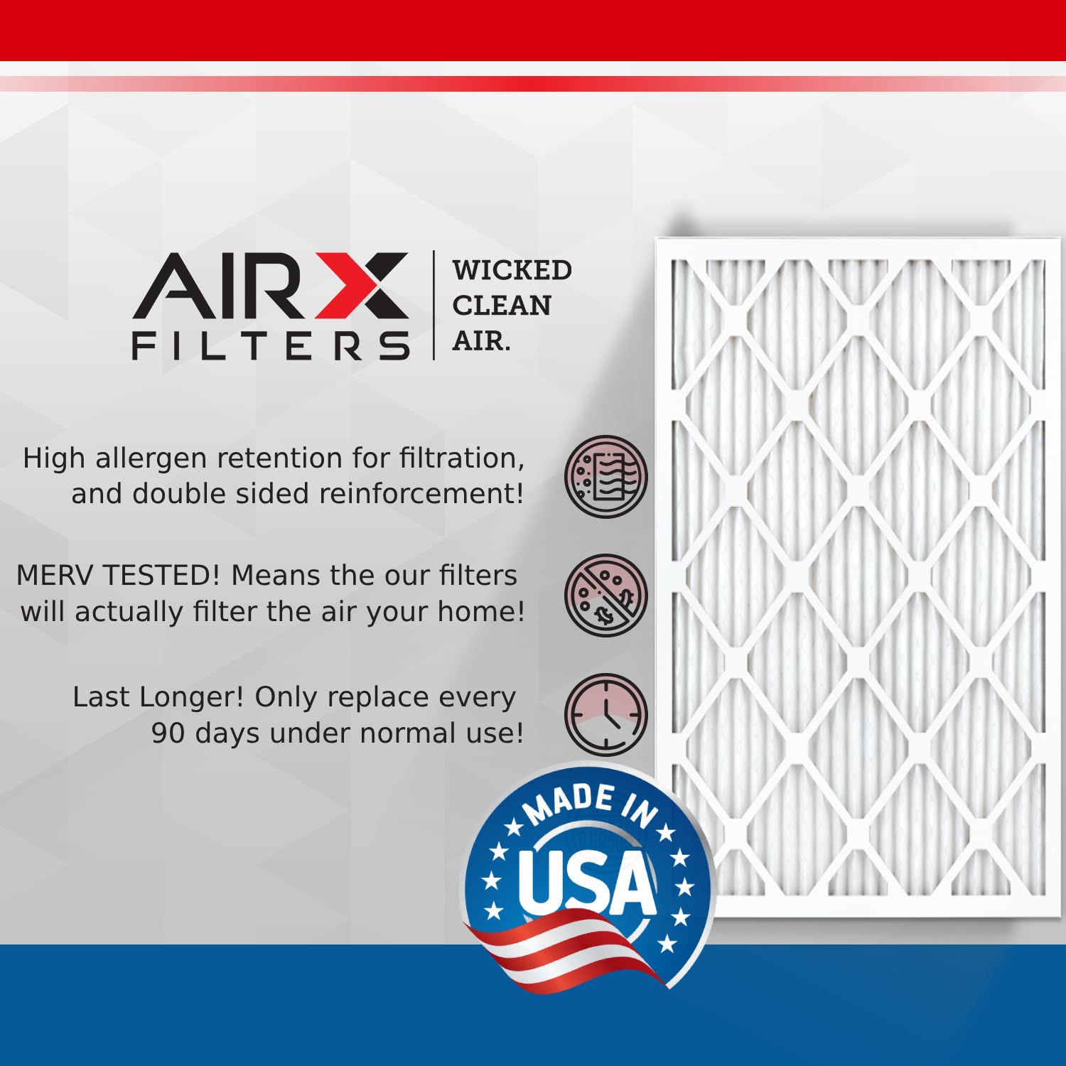 AIRX FILTERS WICKED CLEAN AIR - 20x25x1 MERV 11 Electrostatic Pleated HVAC Air Filter (6 Pack) - Perfect for AC, Furnace & Home Air Purification Systems - Improves Indoor Air Quality & Reduces Allergens