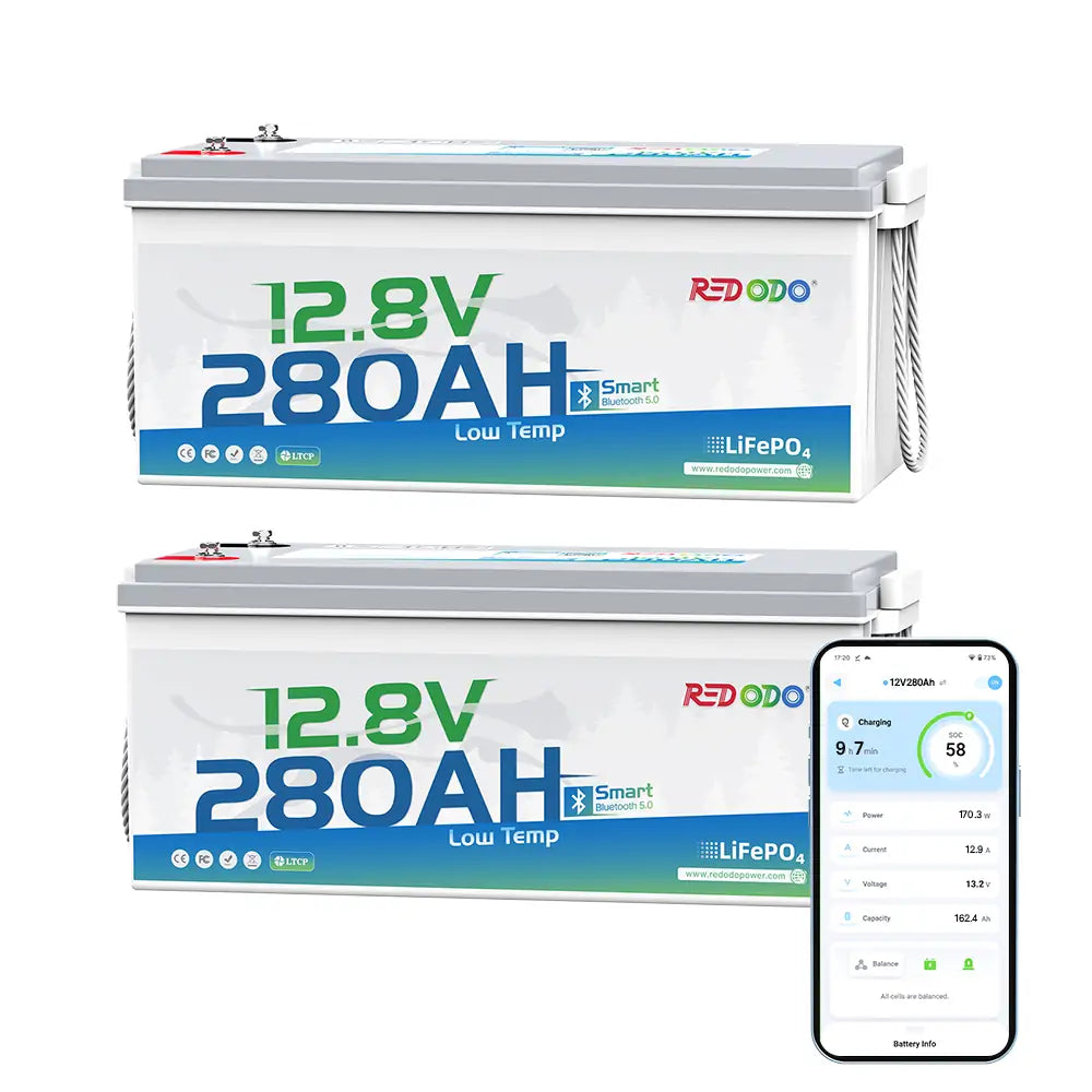 Redodo 12V 280Ah Deep Cycle Lithium Battery with Bluetooth & Low Temperature Protection - Perfect for RV, Marine, Solar Power Systems, Off-Grid Living & Emergency Backup Power