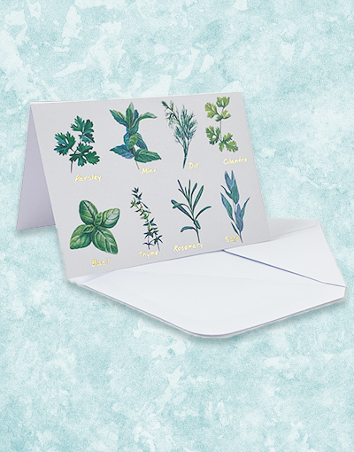 Fresh Herbs Note Cards - Handmade Botanical Greeting Cards for Thank You, Birthday & Special Occasions - Perfect for Gifts, Scrapbooking & Home Decor