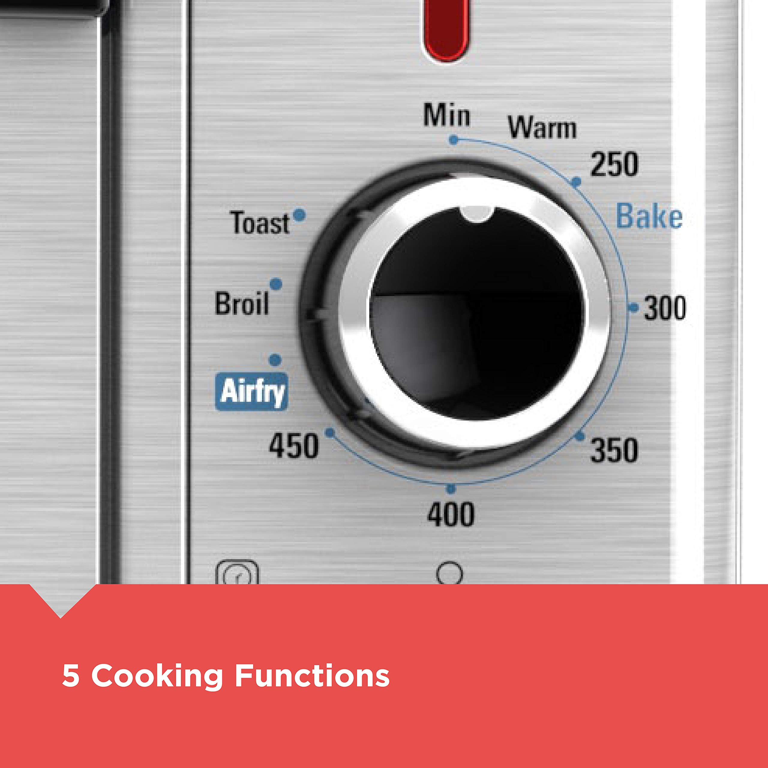 BLACK+DECKER 6-Slice Air Fryer Toaster Oven with 5 Cooking Functions - Stainless Steel Countertop Convection Oven for Baking, Roasting & Crisping | Perfect for Small Kitchens, Dorms & Apartments (Model TO3215SS)