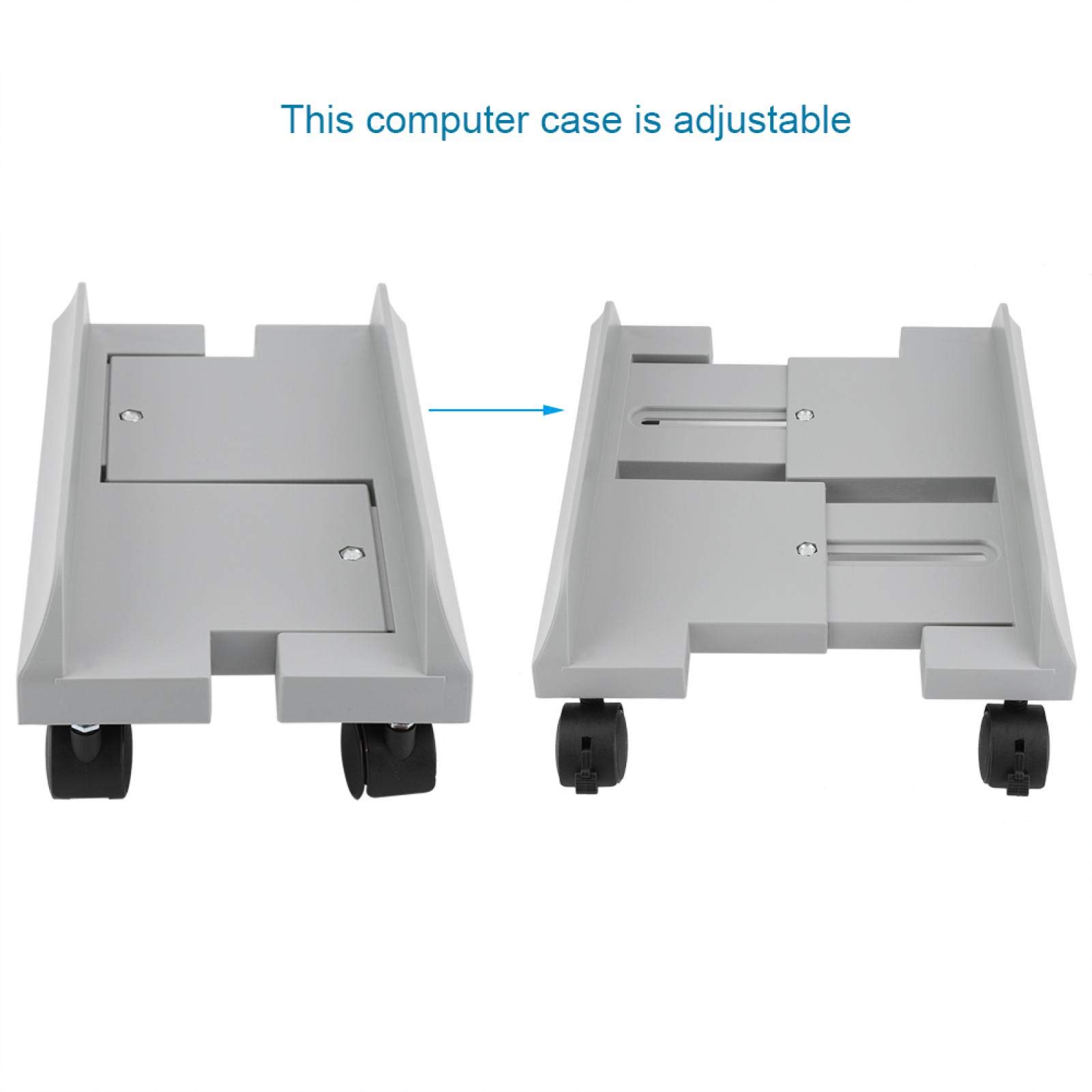 Kuuleyn Universal Computer Case Holder - Adjustable Removable PC Stand Bracket with Brake for Desktop & Tower Cases (Grey) - Perfect for Office, Gaming Setup & Home Workspace Organization