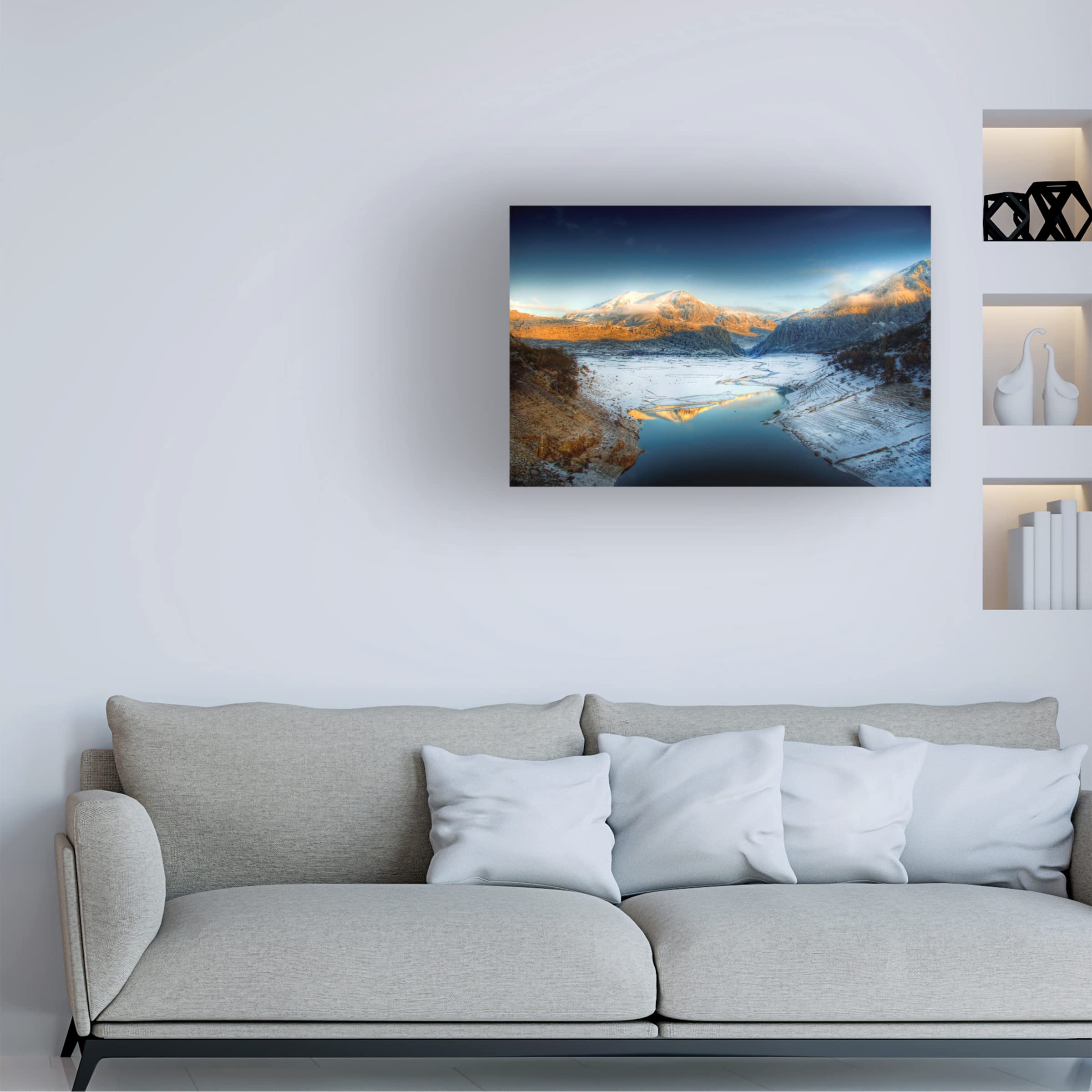 Trademark Fine Art 'Mountains Of The Moon' Canvas Wall Art by Jose C Lobato - Stunning Landscape Painting for Living Room, Bedroom & Office Decor