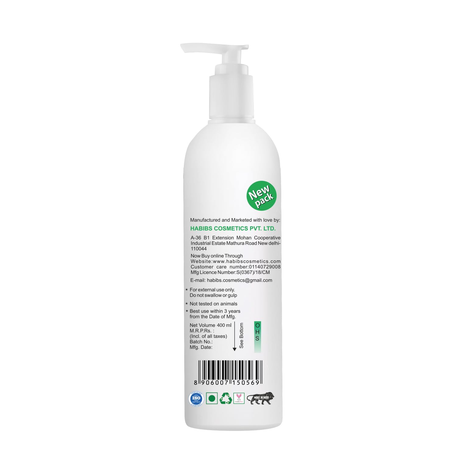 HABIBS COSMETICS Professional Oil Control Shampoo for Oily Hair & Scalp - Anti Dandruff Treatment with Natural Lemon & Mint Oil - Clears Excess Oil, Dandruff & Dry Flakes - Sulfate & Paraben Free 400ml - Perfect for Daily Hair Care & Scalp Refreshment