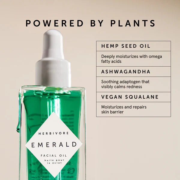 EMERALD Calming Facial Oil for Sensitive Skin - Organic & Natural Anti-Aging Face Oil with Rosehip & Jojoba - Perfect for Dry Skin Care & Nighttime Routine