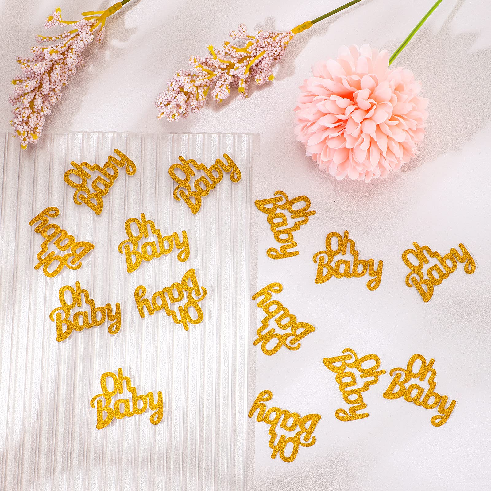 100 Pieces Gold Glitter Baby Confetti - Cute Baby Shower Decorations for Gender Reveal, Birthday Parties & Table Sprinkle - Perfect for Baby Showers, Nursery Decor and Special Celebrations