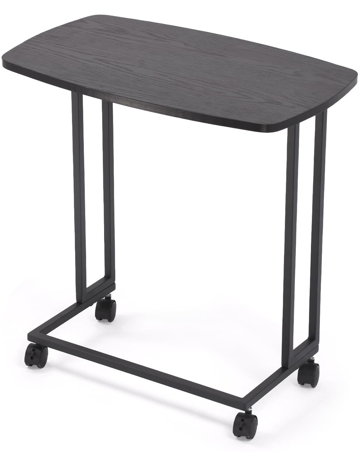 Black C-Shaped End Table with Removable Wheels - Adjustable TV Tray & Movable Sofa Side Table for Living Room, Bedroom - Perfect for Small Spaces, Snacking & Entertainment