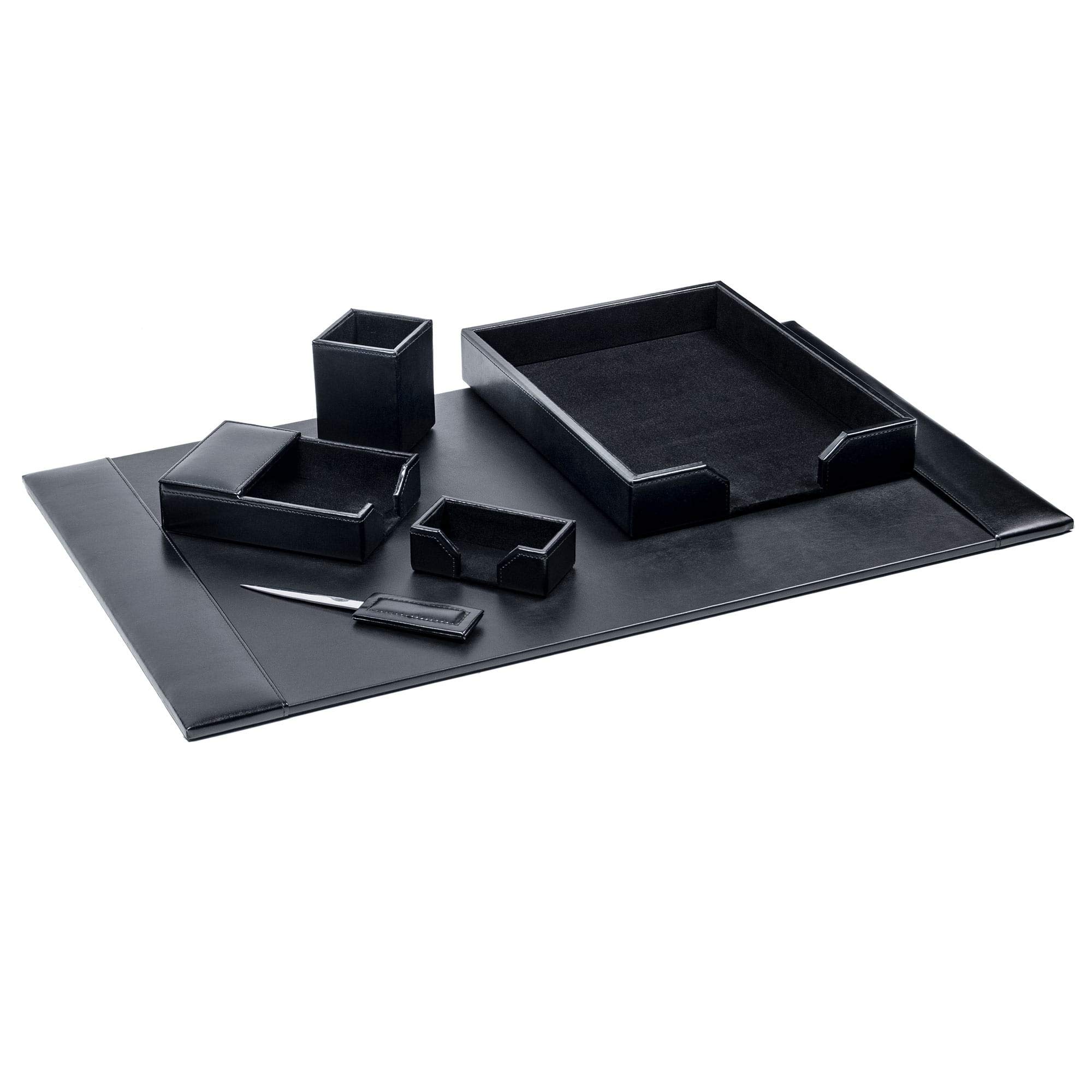 Premium Dacasso Bonded Leather Desk Set - 6-Piece Black Leather Desk Organizer with Writing Pad | Perfect for Office, Home Office & Executive Workspace Décor