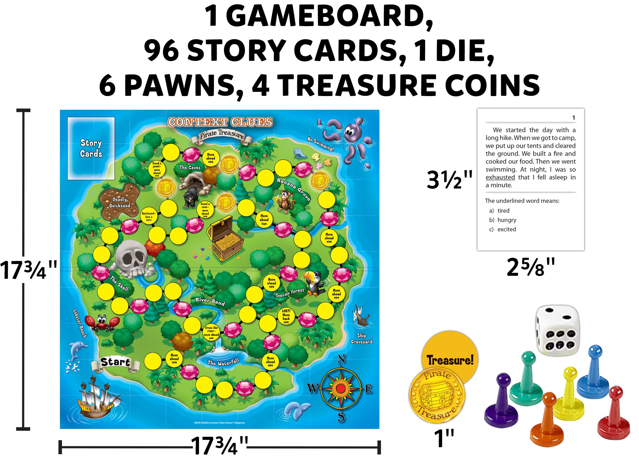 Edupress Learning Well Games Context Clues Game Blue Level—Pirate Treasure Game, LRN301 | Vocabulary Building & Reading Comprehension for Kids, Classroom & Homeschool Learning