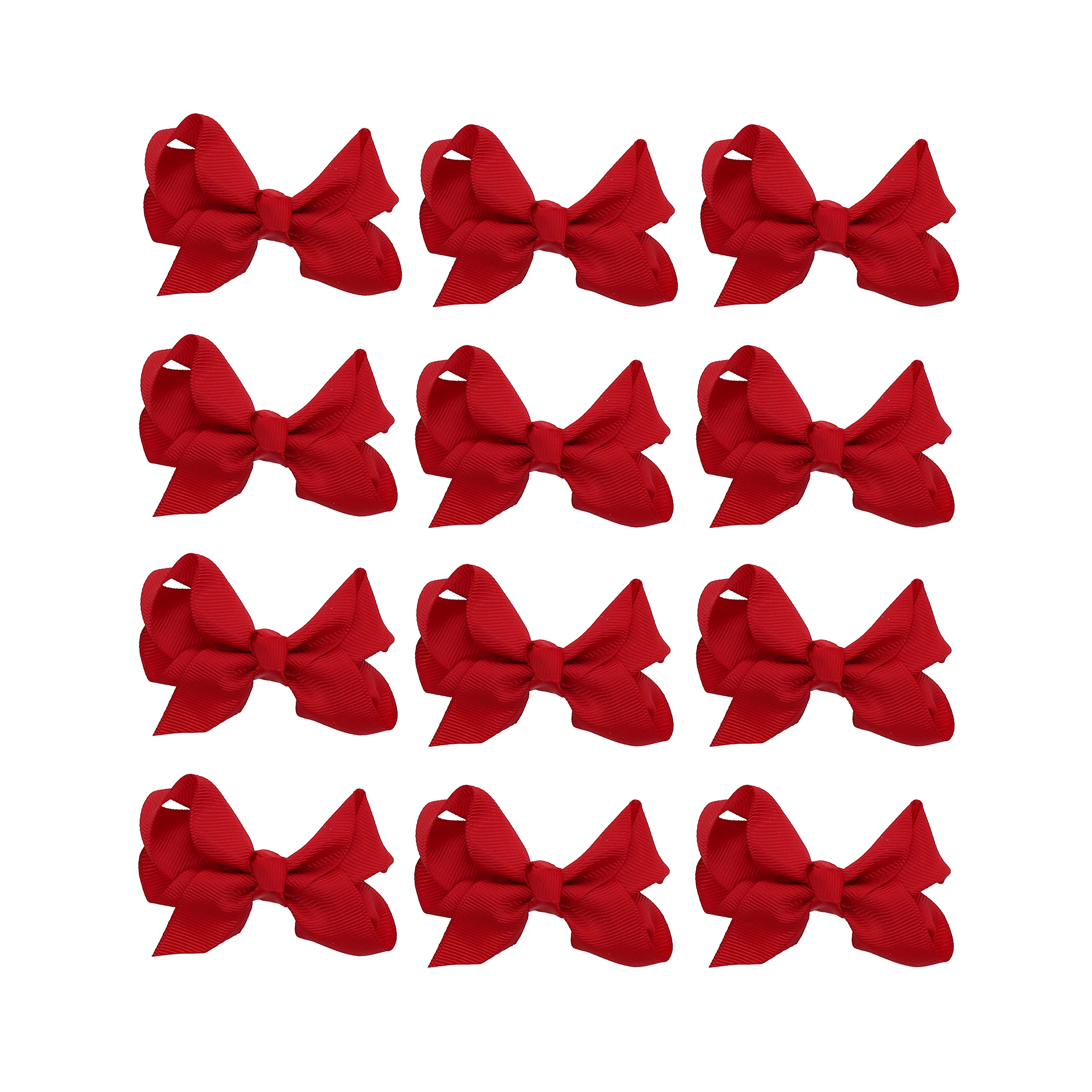 12 Pack Small Solid Red Hair Bows for Girls - Perfect for Parties, Weddings, and Everyday Hair Accessories