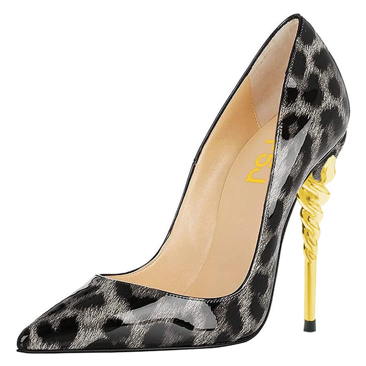 FSJ Women's Sexy Leopard Print Pointed Toe Stiletto High Heel Pumps - US Size 4-15 - Perfect for Evening Parties, Date Nights & Special Occasions