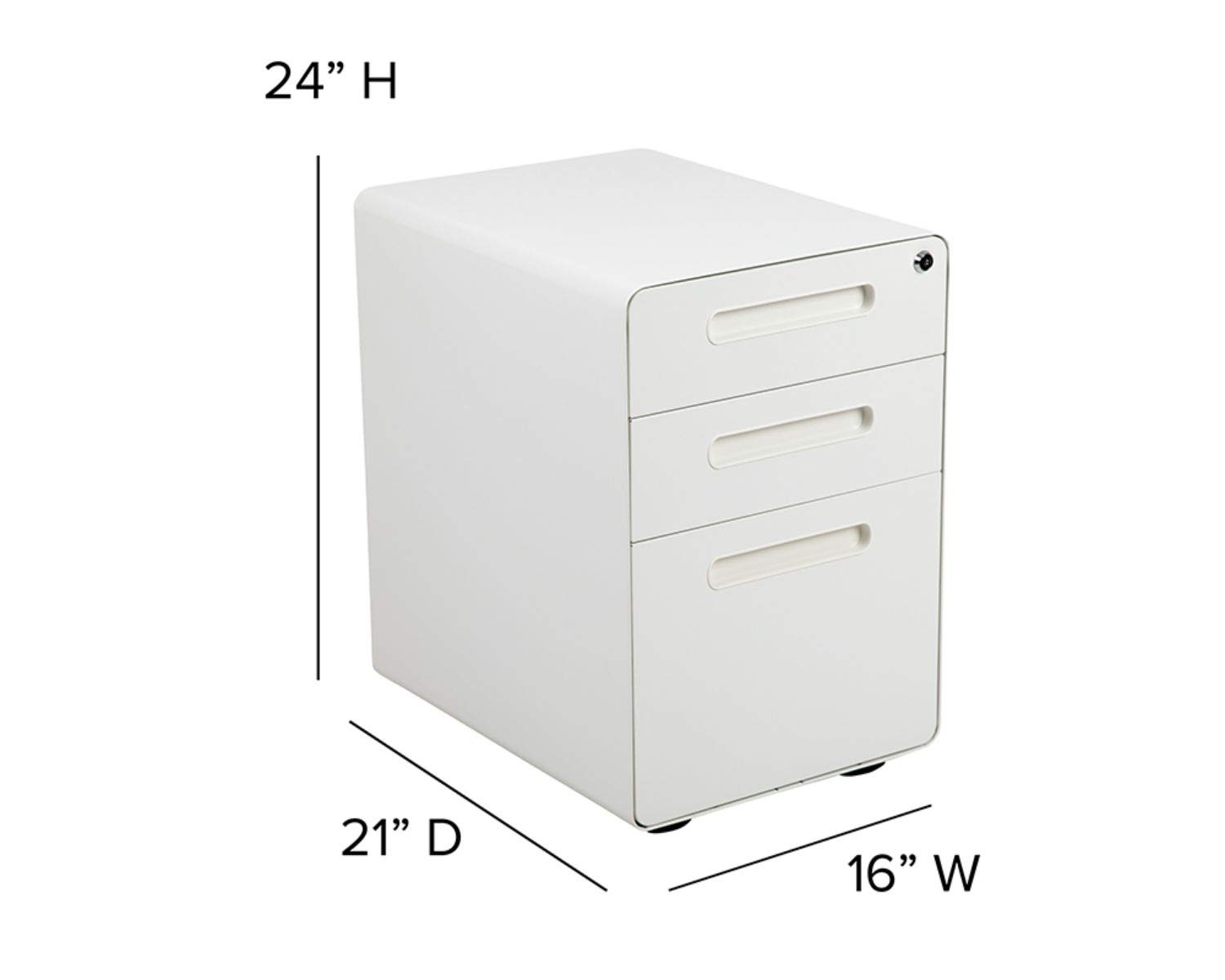 Flash Furniture Wren Ergonomic 3-Drawer Mobile Locking File Cabinet with Anti-Tilt Mechanism & Hanging Drawer - Legal & Letter Size Files, White - Perfect for Home Office, Law Firms & Corporate Workspaces