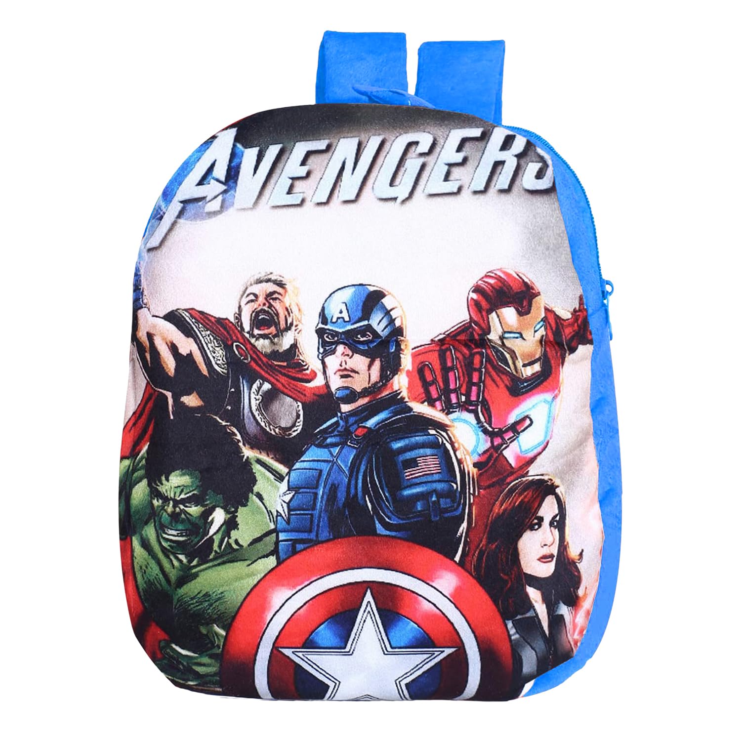 Marvel Avengers Velvet Kids School Backpack for Boys & Girls - 2 Compartments Blue | Student Bookbag for Elementary & Middle School | Perfect for Daily Use, Travel & Outdoor Activities