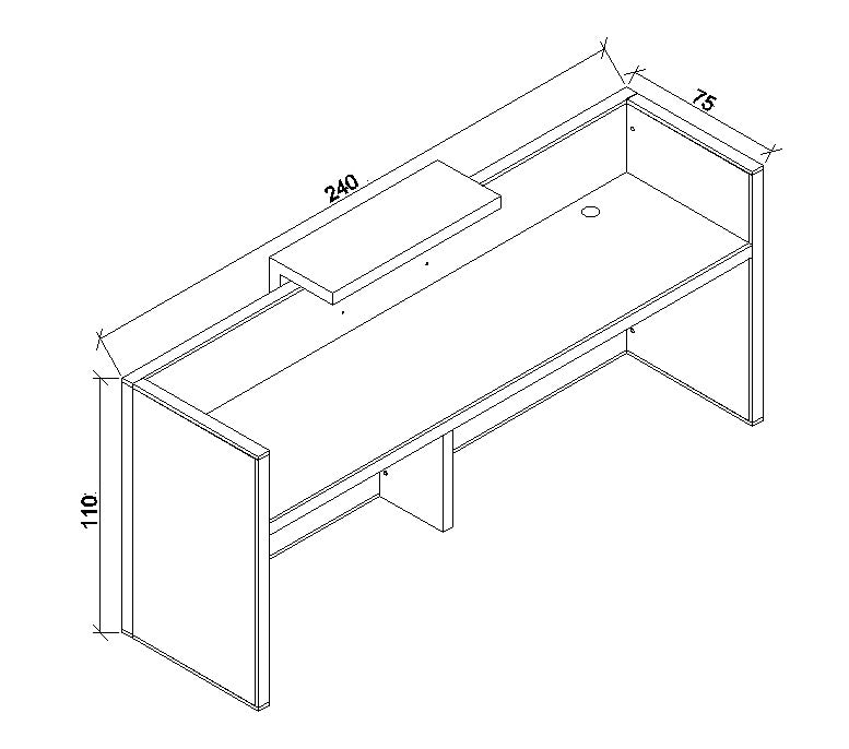 DEWITT 2.4M Reception Desk in Tobacco & Dark Concrete Finish - Modern Office Furniture for Corporate Lobby, Hotel Front Desk & Business Reception Areas