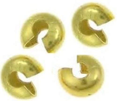 200 Pcs 3mm Solid Brass Crimp Beads for Jewelry Making - Durable Raw Brass Bead Covers for Bracelets, Necklaces, and DIY Craft Projects