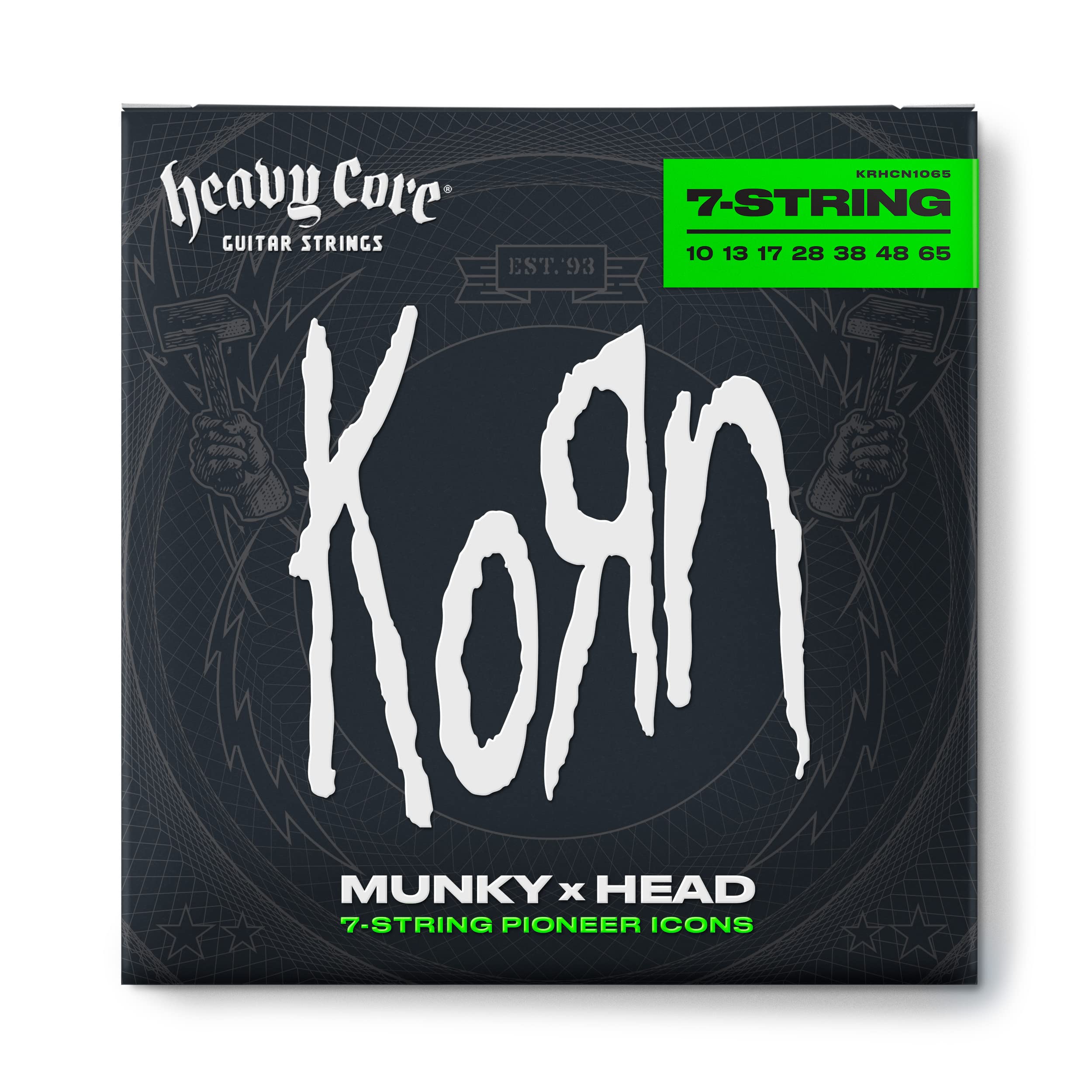 JIM DUNLOP Heavy Core Korn Guitar Strings 10/65-7/Set (KRHCN1065) - Premium Electric Guitar Strings for Rock & Metal - Perfect for Stage Performance & Studio Recording