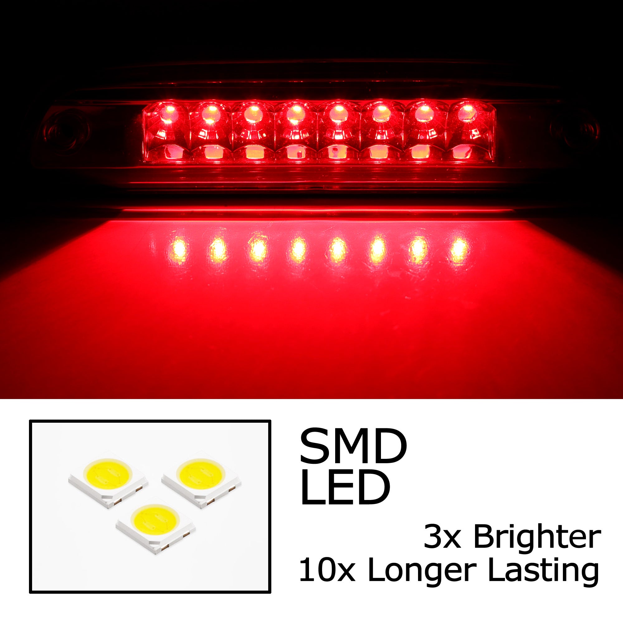 Dark Red Lens Full LED High Mount Third Brake Light for Toyota Tacoma - Durable & Bright Stop Light for Enhanced Safety - Perfect for Off-Roading & Night Driving
