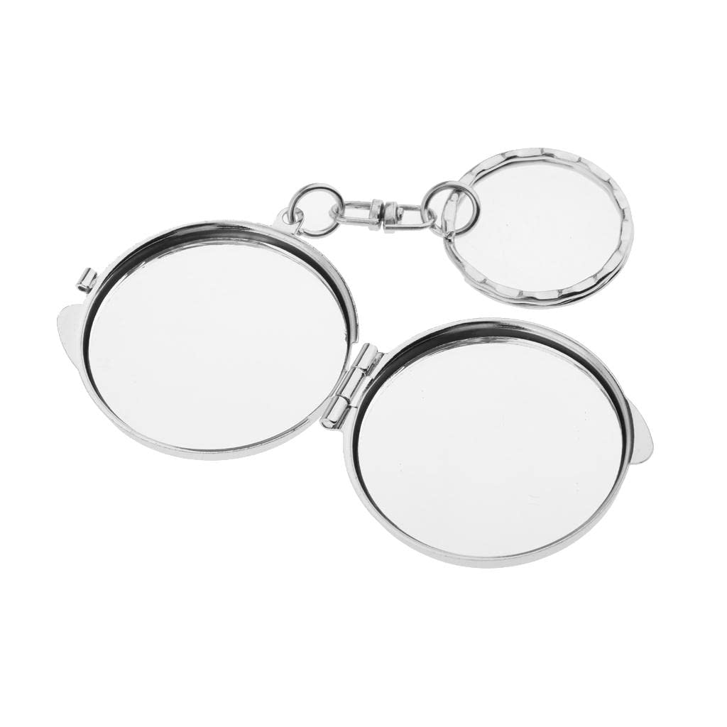 2pcs Portable Makeup Mirror - Silver Keychain for Travel & Gifts