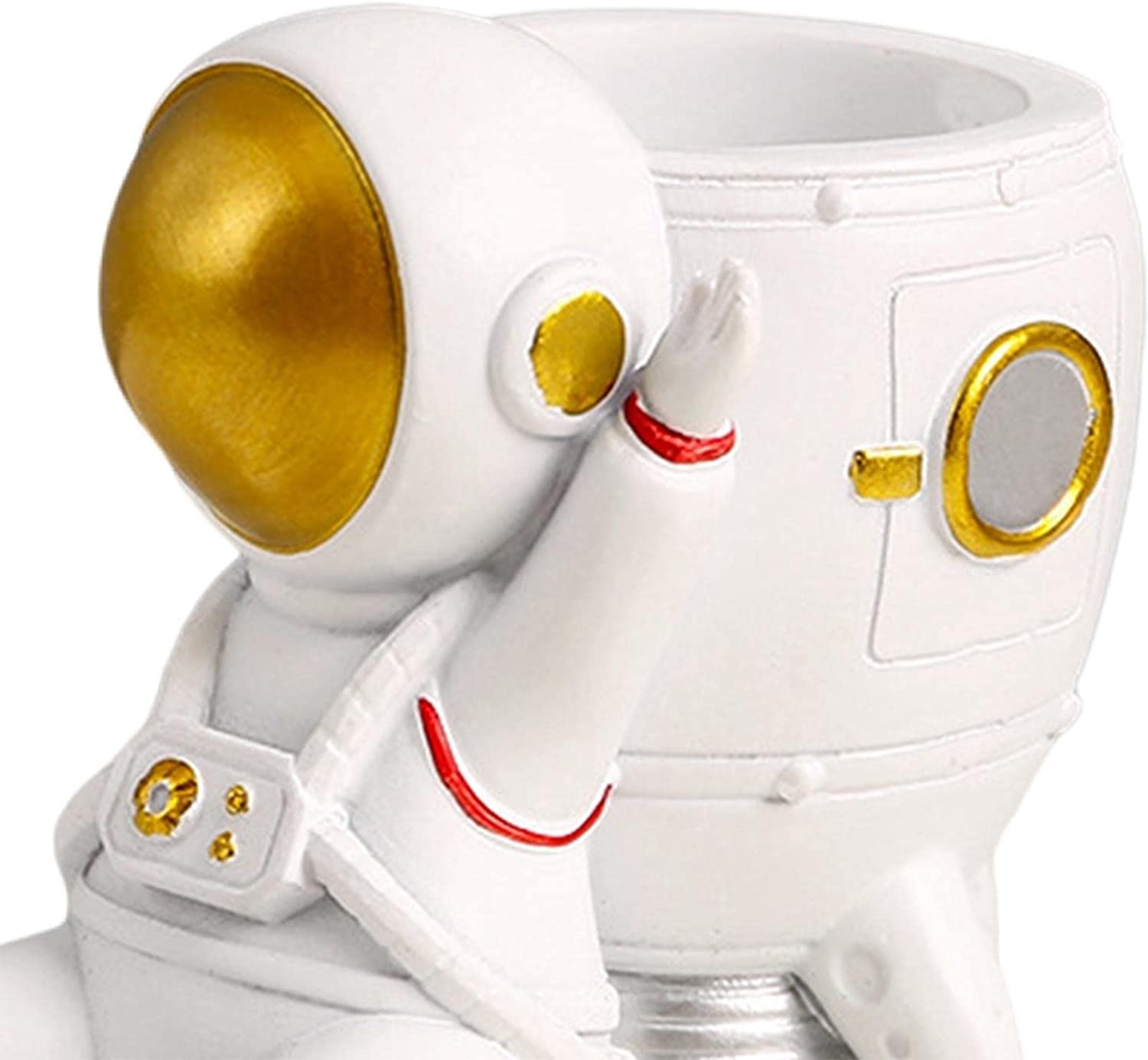Astronaut Pen Holder - Resin Spaceman Brush Organizer for Desk, Office & Bookshelf Decor | Rocket Back Design - Perfect for Home, School & Gift Giving