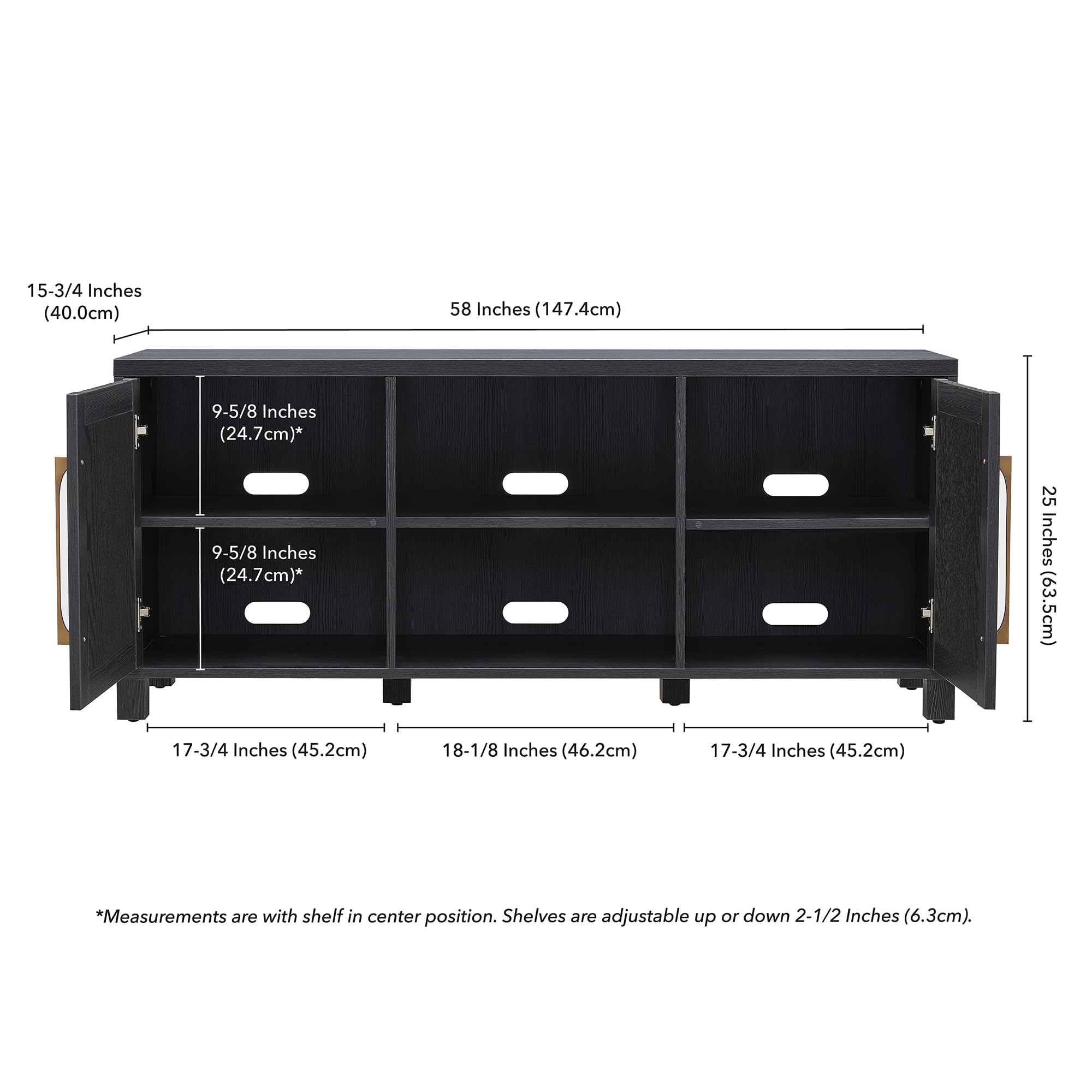 Henn&Hart 65 Inch TV Stand - Black Grain Wood Entertainment Center for Living Room, Bedroom & Home Theater | Modern TV Console with Storage for Flat Screen TVs
