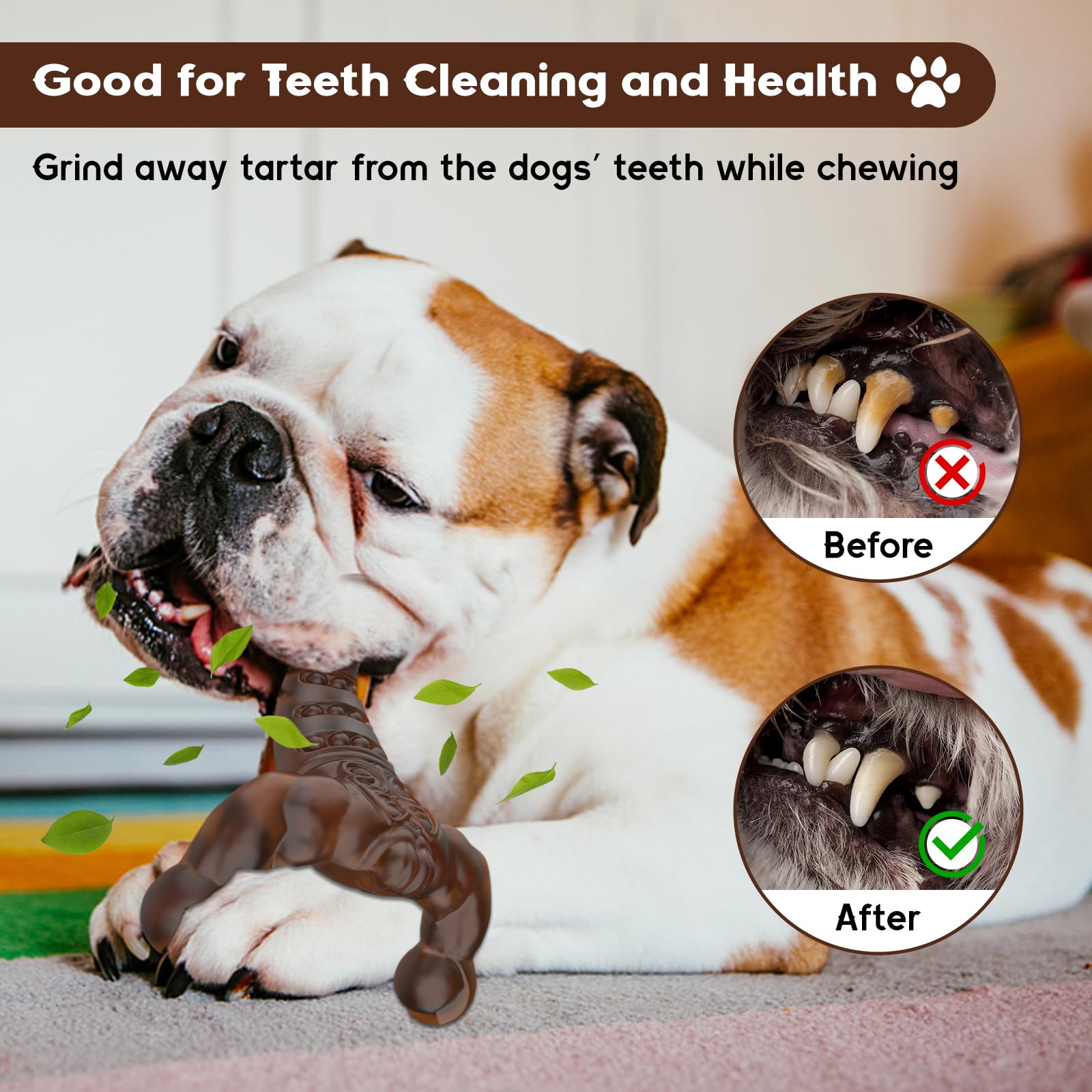 Indestructible Dog Toys for Aggressive Chewers - Real Bacon Flavor Durable Tough Dog Bone Chew Toy for Medium & Large Breed Dogs - Perfect for Boredom Relief, Teething Puppies & Long-Lasting Playtime
