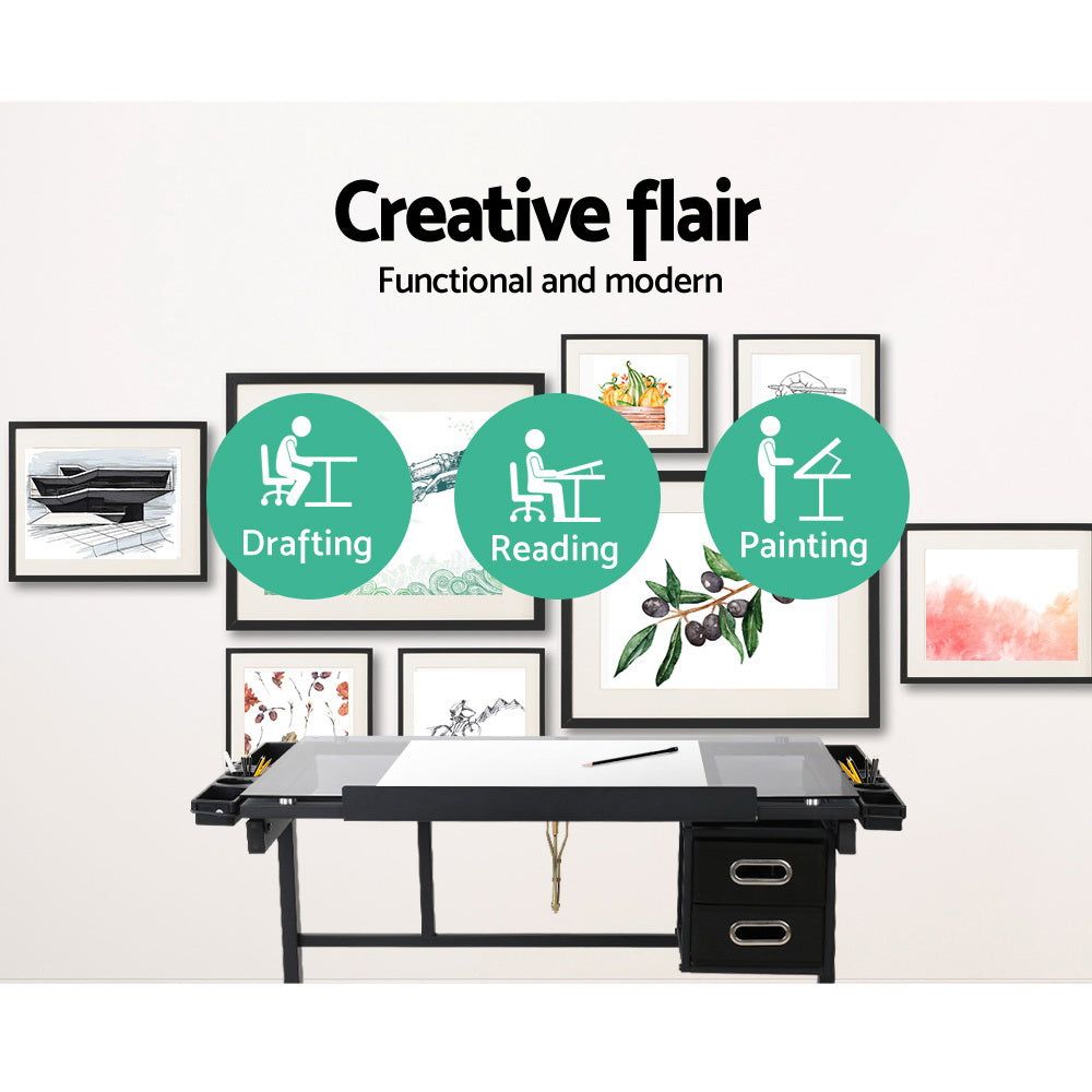 Adjustable Drawing Desk - Ergonomic Art Table for Artists & Designers, Black & Grey - Perfect for Sketching, Painting & Digital Art at Home or Studio