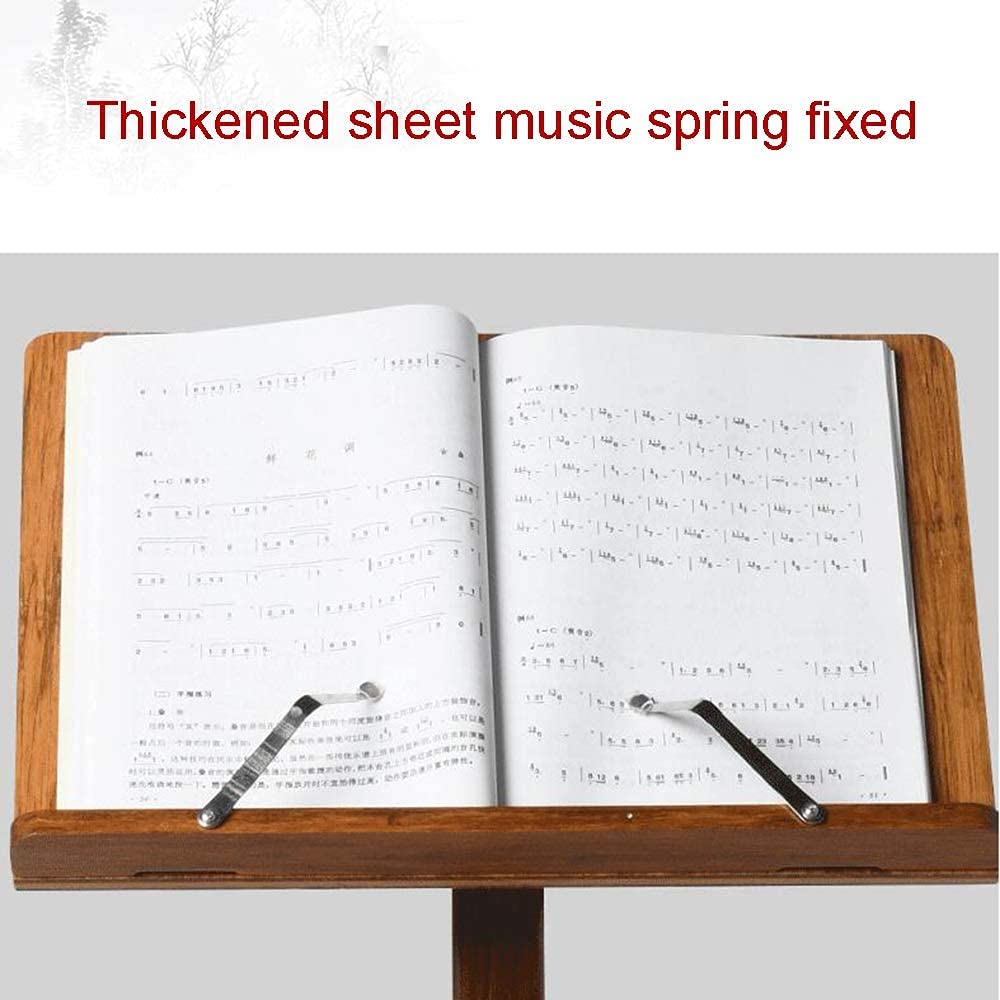 Miwayer Adjustable Bamboo Music Stand - Foldable & Portable with Wide Wooden Bookplate - Perfect for Orchestra, Band Practice & Home Music Studio (Triangle Steel Bracket)