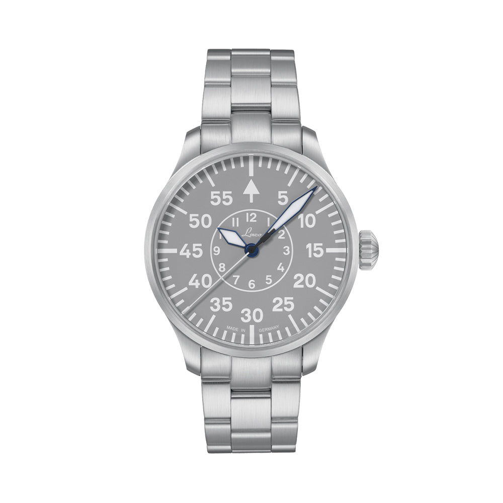 Pilot Basic Aachen MB Automatic 42mm Grey Stainless Steel Watch with Bracelet - Perfect for Business, Casual Wear & Everyday Use
