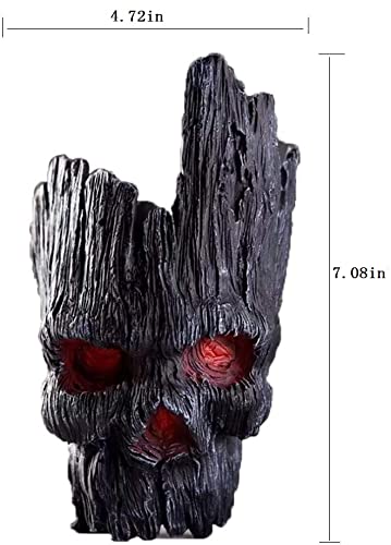 Creative Skull Flower Pot - Unique Treeman Pen Holder & Green Plant Planter for Garden Decor (Black) | Perfect for Home Office, Desk Decor & Outdoor Garden Gifts