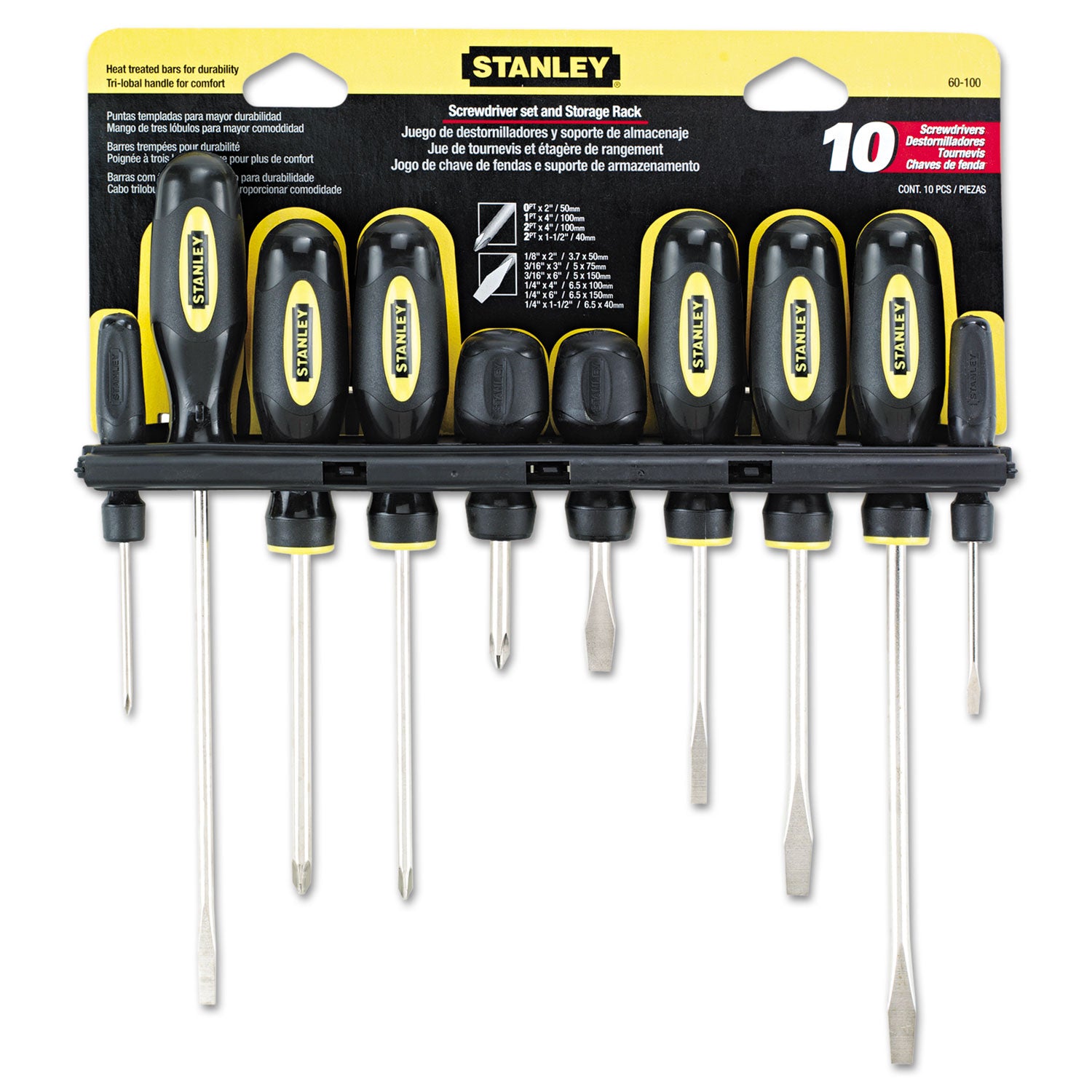 10-Piece Standard Fluted Screwdriver Set with Phillips & Slotted Heads - Perfect for Home Repairs, DIY Projects, and Professional Toolkits