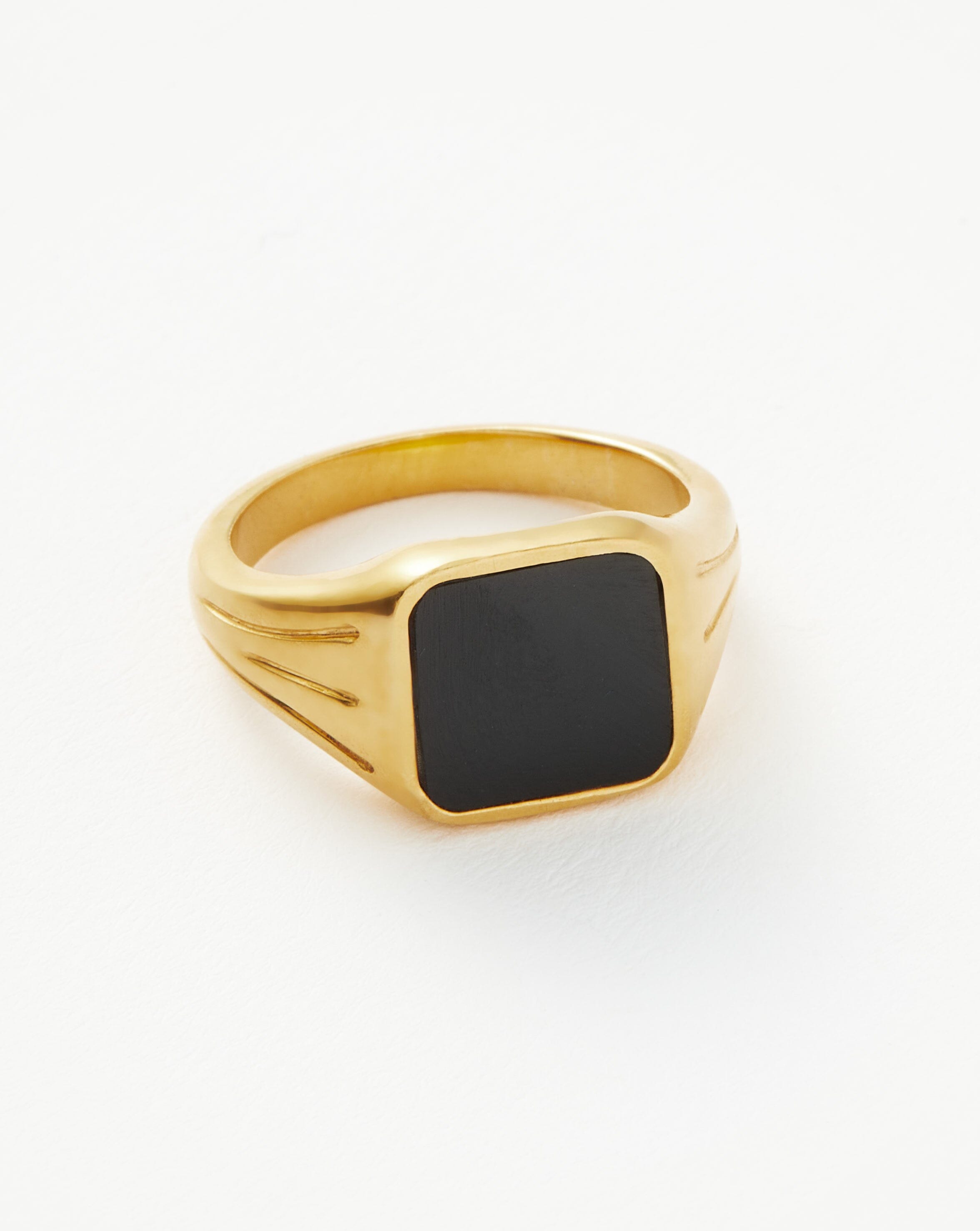 Lucy Williams Square Signet Ring - 18k Gold Vermeil & Black Spinel Jewelry for Women | Elegant Stackable Ring for Everyday Wear, Gift Giving & Special Occasions