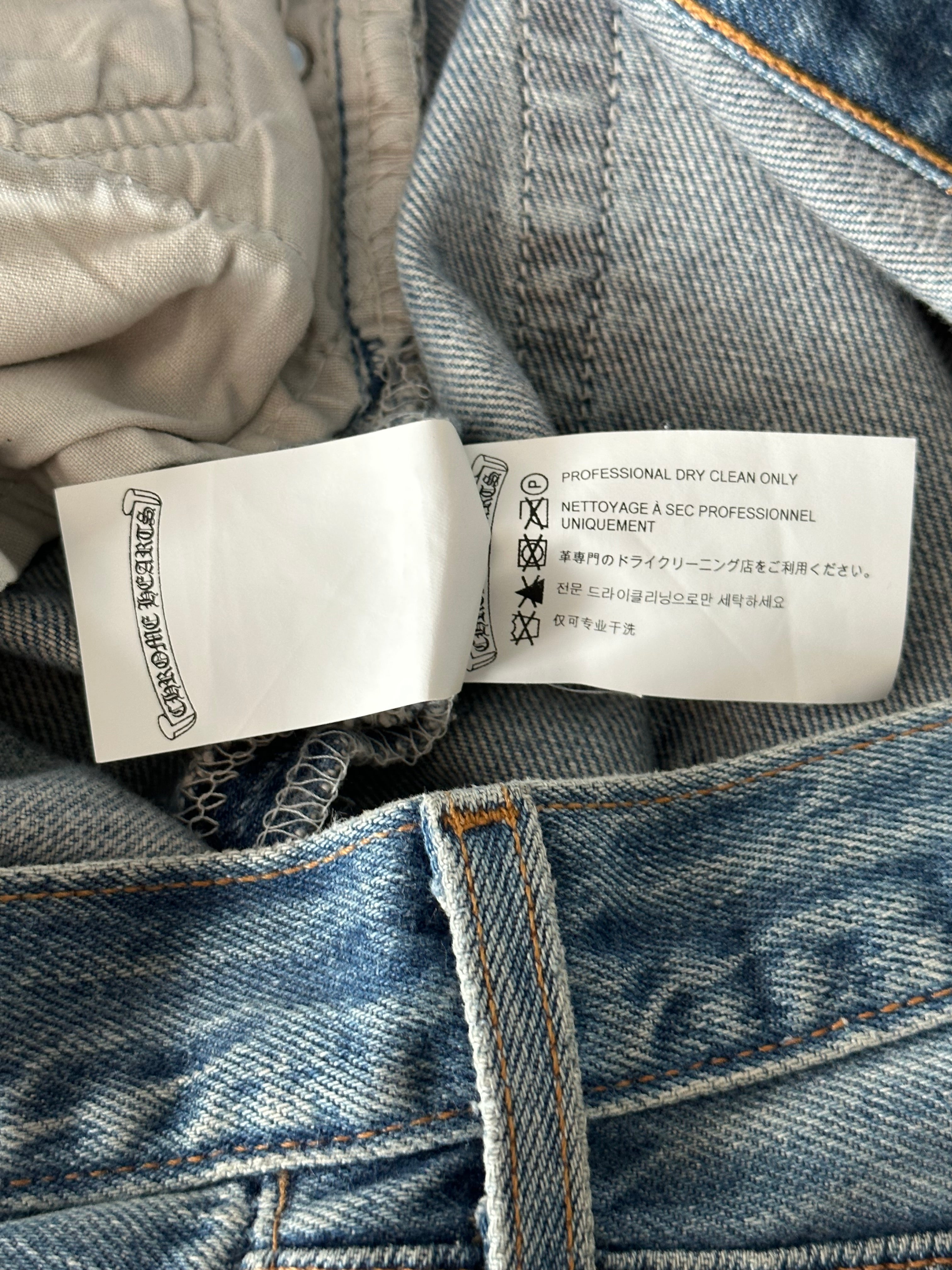 Chrome Hearts x Levi's Blue & Black Cross Patch Denim Jeans for Men - Stylish Vintage Streetwear for Casual Outfits and Night Out