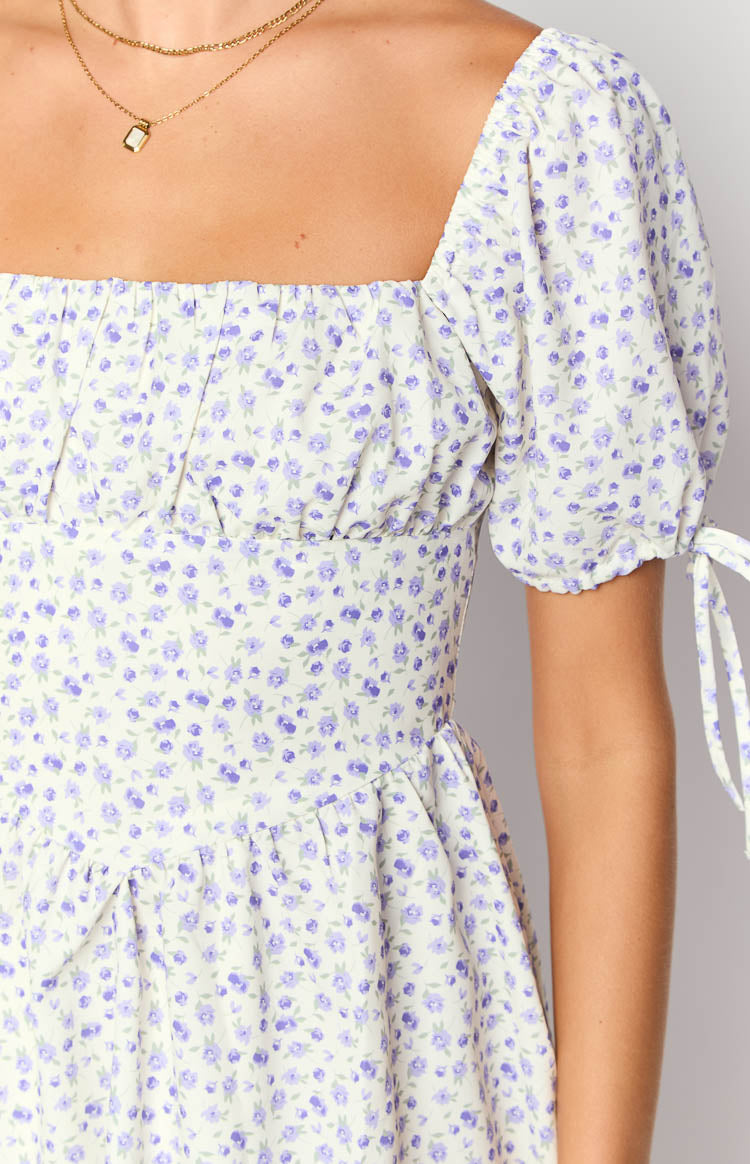 Danyal Women's Purple Floral Print Mini Dress - Summer Casual Party Cocktail Dress for Beach Vacation & Date Night