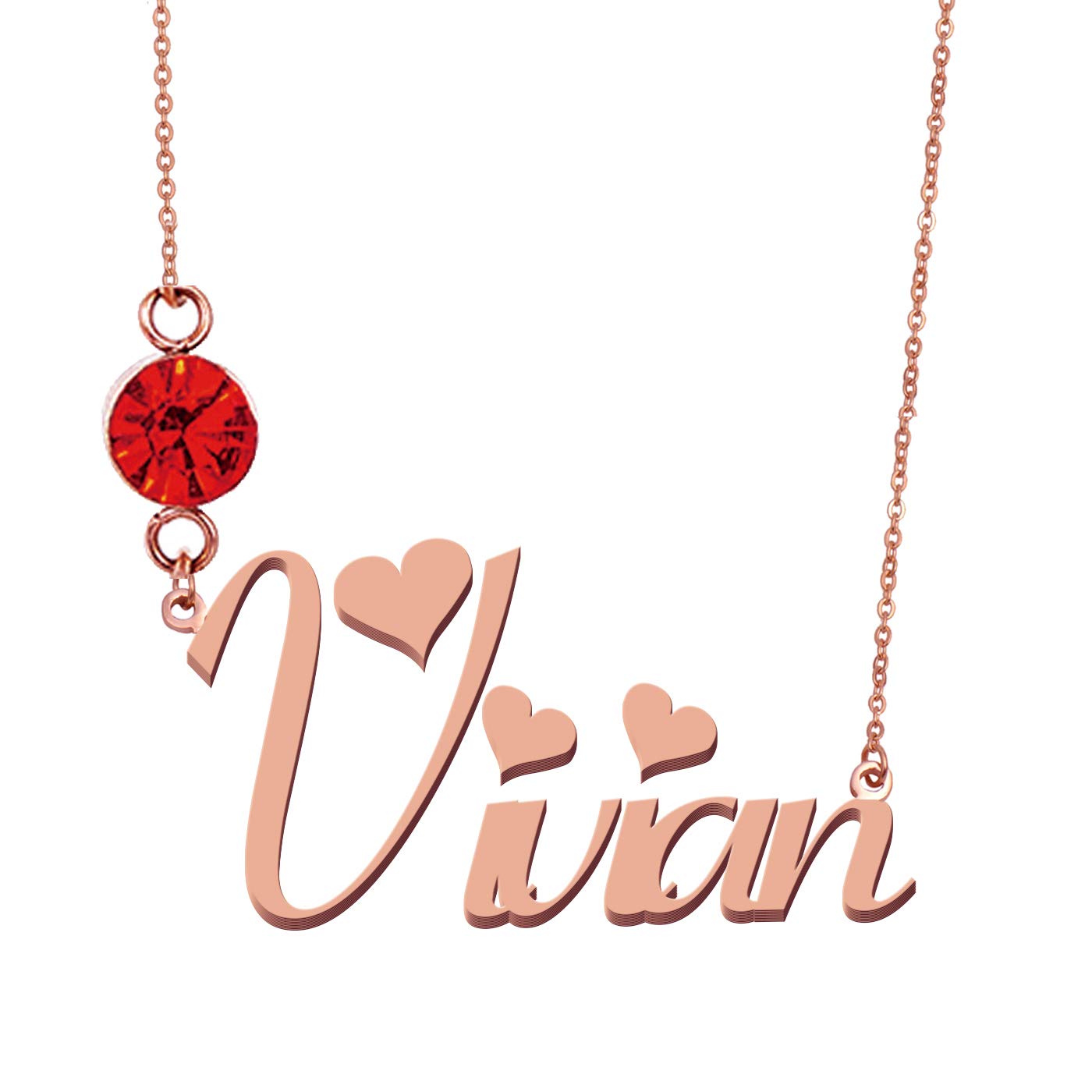 HUAN XUN Custom Name Necklace with Birthstone - Personalized Jewelry Gift for Women, Mom, Girlfriend - Perfect for Birthdays, Anniversaries & Special Occasions