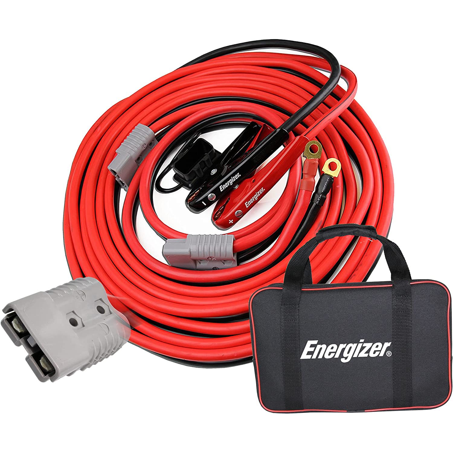 Energizer 30ft 1 Gauge 800A Heavy Duty Jumper Cables with Quick Connect Plug - Permanent Installation Kit for Trucks & SUVs (Gas 8L/Diesel 6L Engines) - Emergency Car Jump Start, Roadside Assistance, Winter Battery Boosting