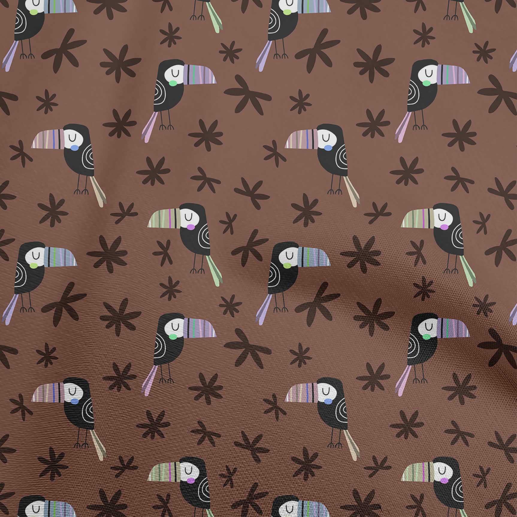 oneOone Velvet Brown Fabric Bird Print - 58 Inch Wide DIY Sewing Material for Clothing, Crafts & Home Decor | Soft Fabric by The Yard for Sewing, Quilting & Upholstery Projects