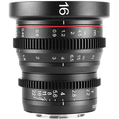 Meike 16mm T2.2 Cinema Prime Lens for MFT Cameras - Wide Angle Cine Lens for Filmmaking, Vlogging & Low Light Photography