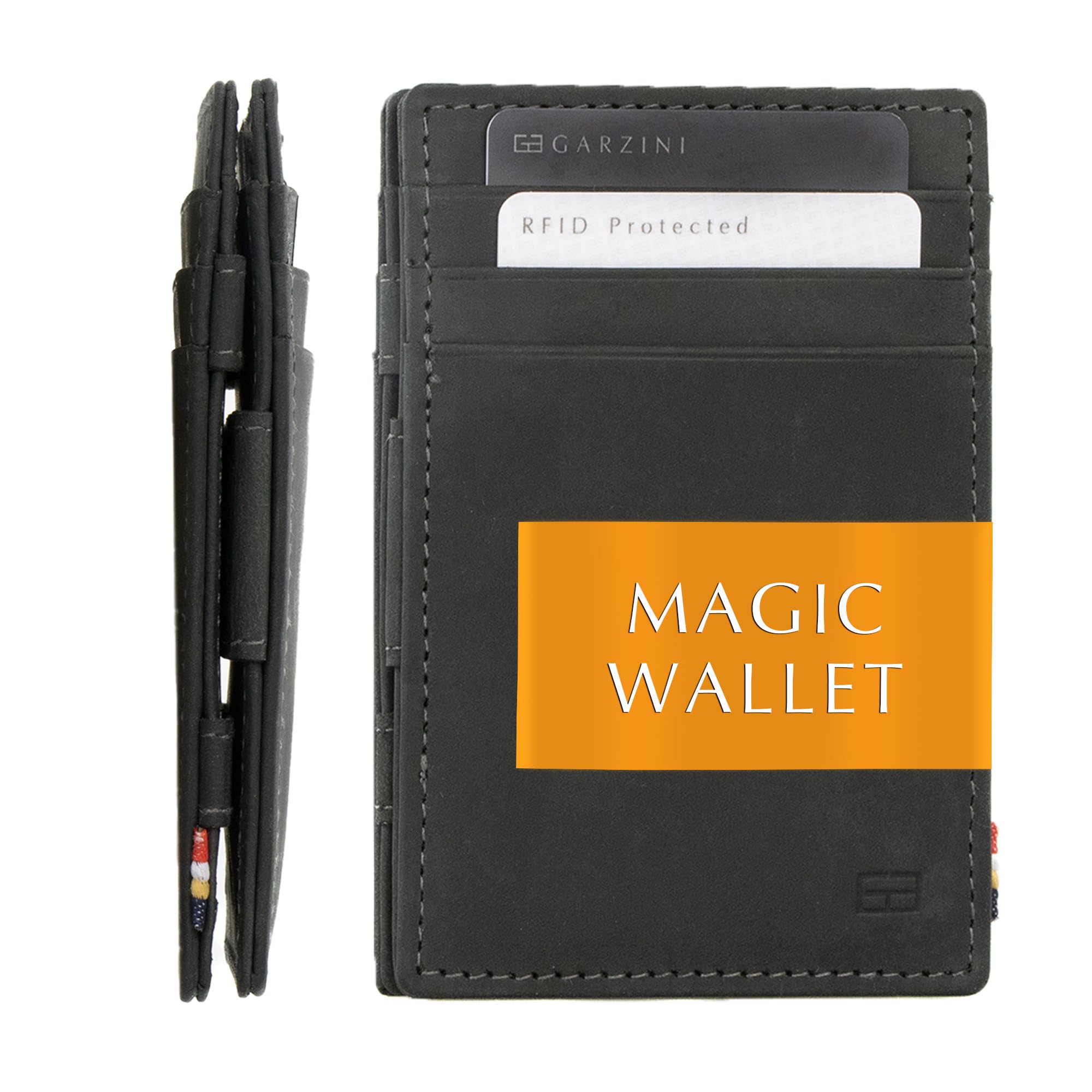 GARZINI Slim RFID Blocking Leather Wallet for Men - Minimalist Front Pocket Wallet Holds 10 Cards - Perfect for Travel, Business & Everyday Use