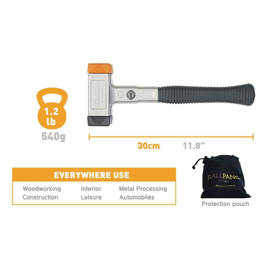 Multi-Purpose All-in-One Ball Peen Hammer with Interchangeable Head, Ball Bearing Design & Fiberglass Handle - Perfect for Metalworking, Woodworking, and DIY Home Projects