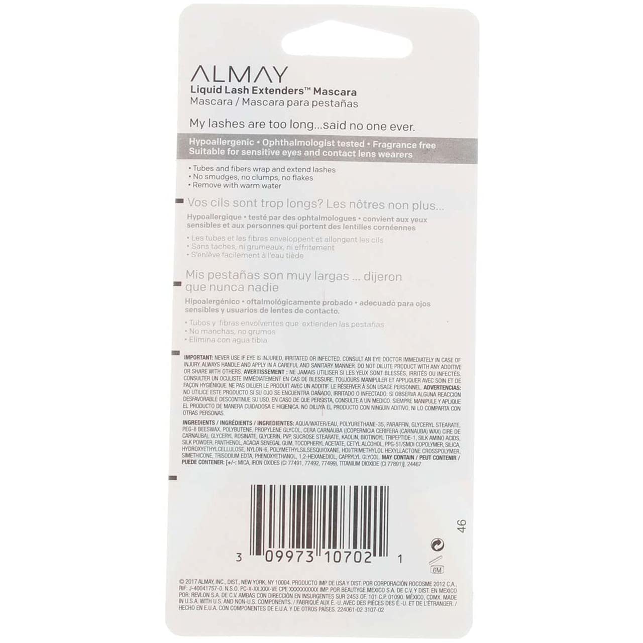 Almay Liquid Lash Extenders Mascara - Black (0.34 Fl Oz) | Lengthening & Volumizing Mascara for Natural Lash Extensions | Perfect for Everyday Wear & Special Occasions