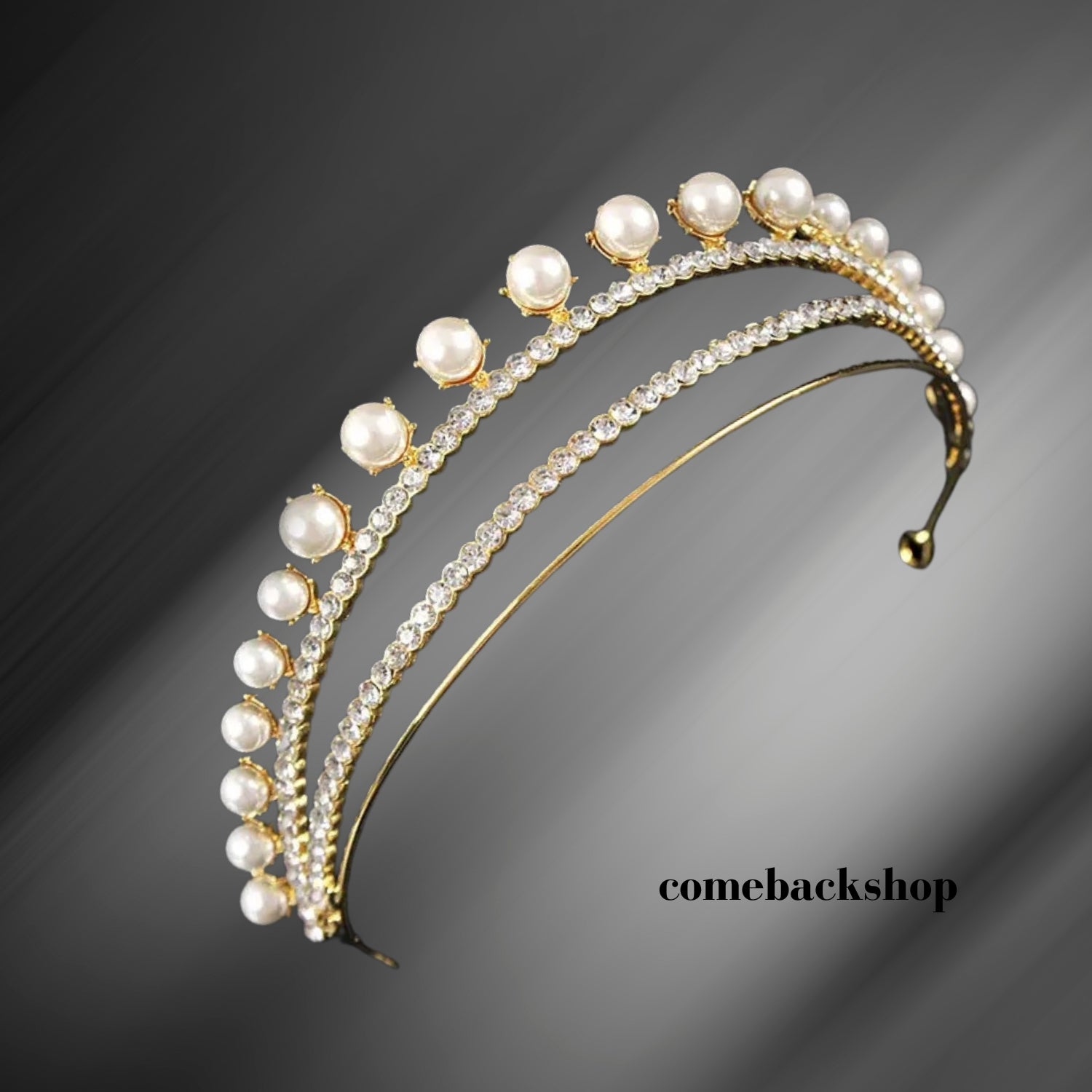 Elegant Crystal Pearl Tiara Crown - Gold Bridal Headpiece for Wedding, Prom & Special Occasions
