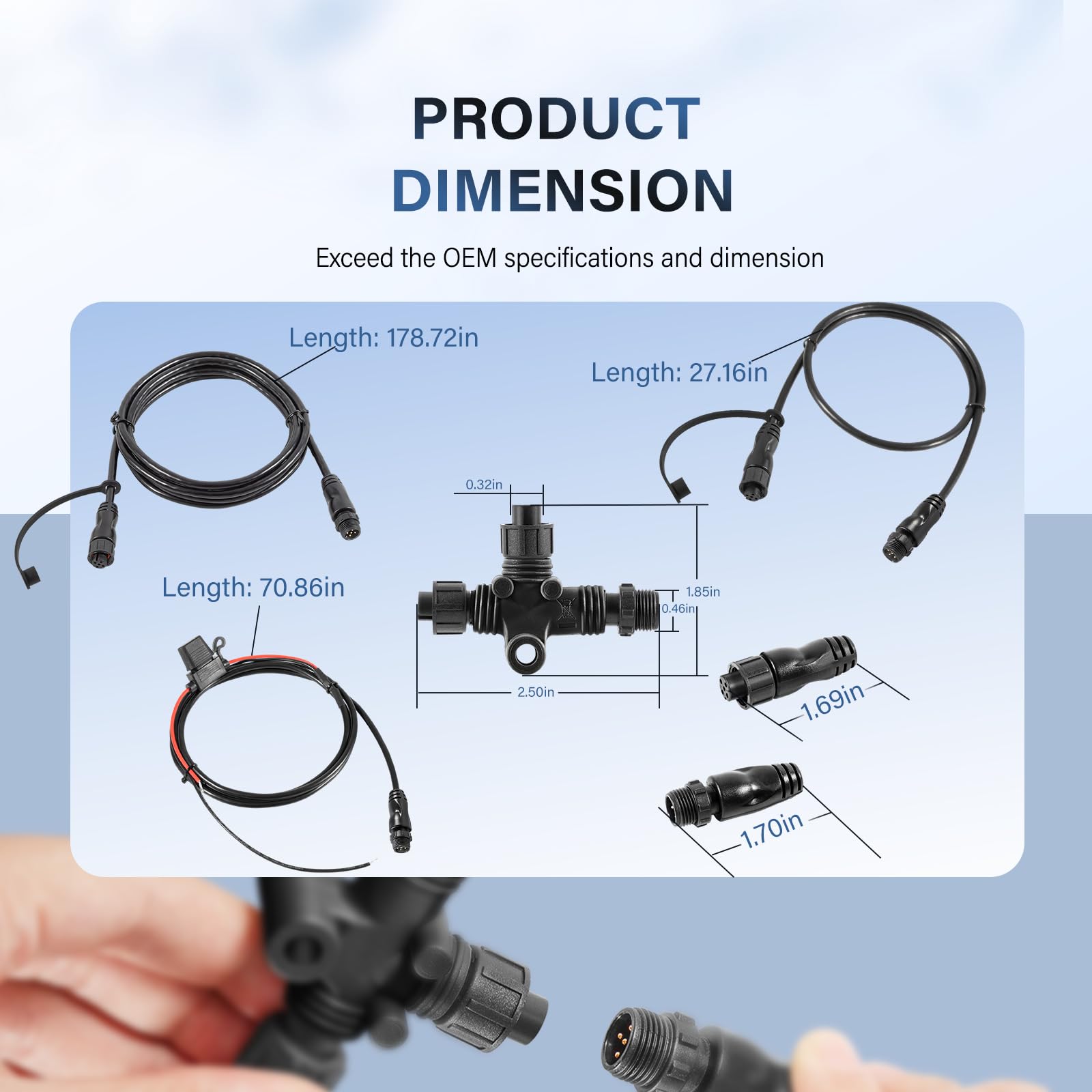 NMEA 2000 Network Starter Kit (7pcs) - NMEA 2000 Replacement Part for Lowrance N2K-EXP-RD-2, Waterproof Plug-and-Play Boat Accessories - Perfect for Marine Electronics Installation and NMEA 2000 Network Expansion