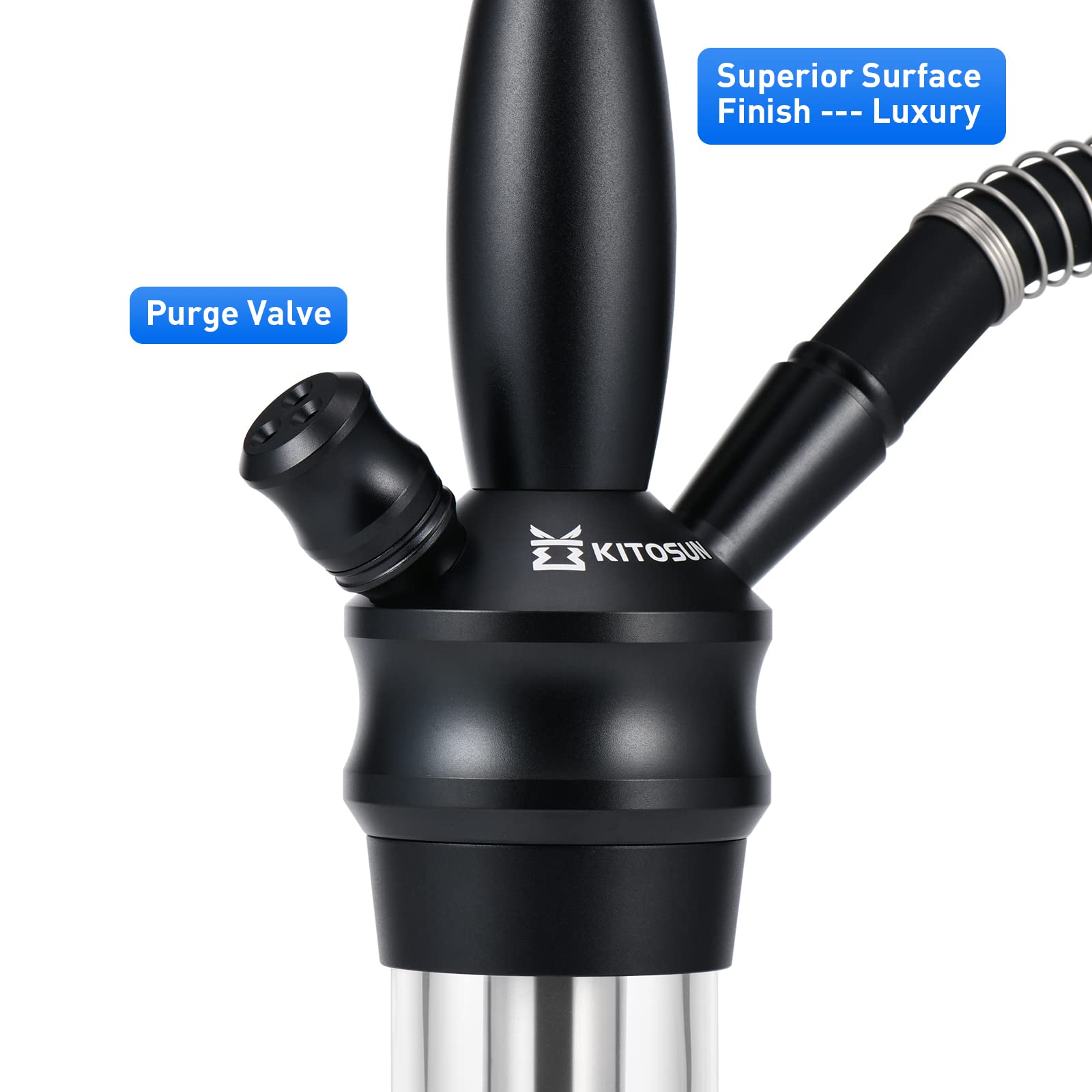 Premium Glass Hookah Set with Stainless Steel Downstem & Diffuser - Washable Silicone Hose, Rubber Shisha Bowl, Metal Charcoal Holder & Tongs - Complete Ready-to-Use Hookah Kit for Smooth Smoking Experience - Perfect for Parties, Lounges & Relaxation at Home
