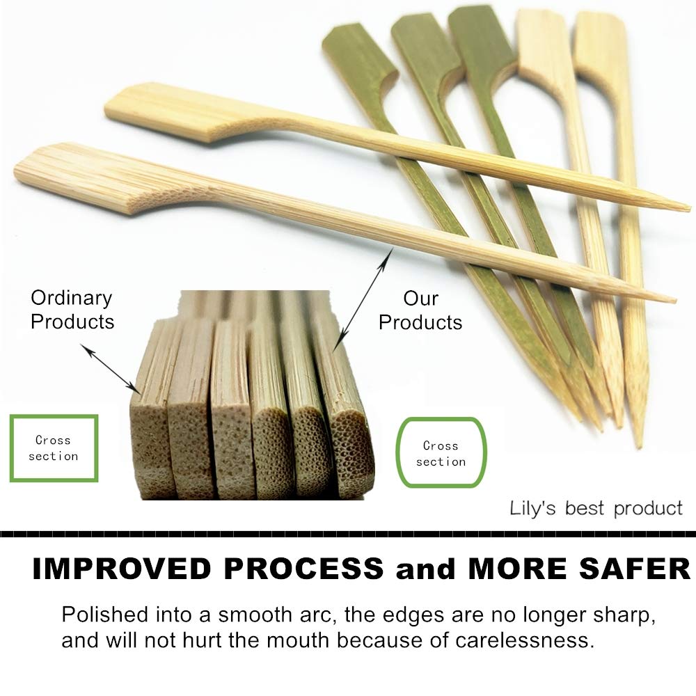 HOPELF 100-Pack Bamboo Skewers - 4.7 inch Wooden Picks for Cocktails, Appetizers, Fruit Kabobs, Sandwiches & BBQ Snacks | Eco-Friendly Party & Picnic Supplies (3.5''/4.7''/7''/10'' Size Options)