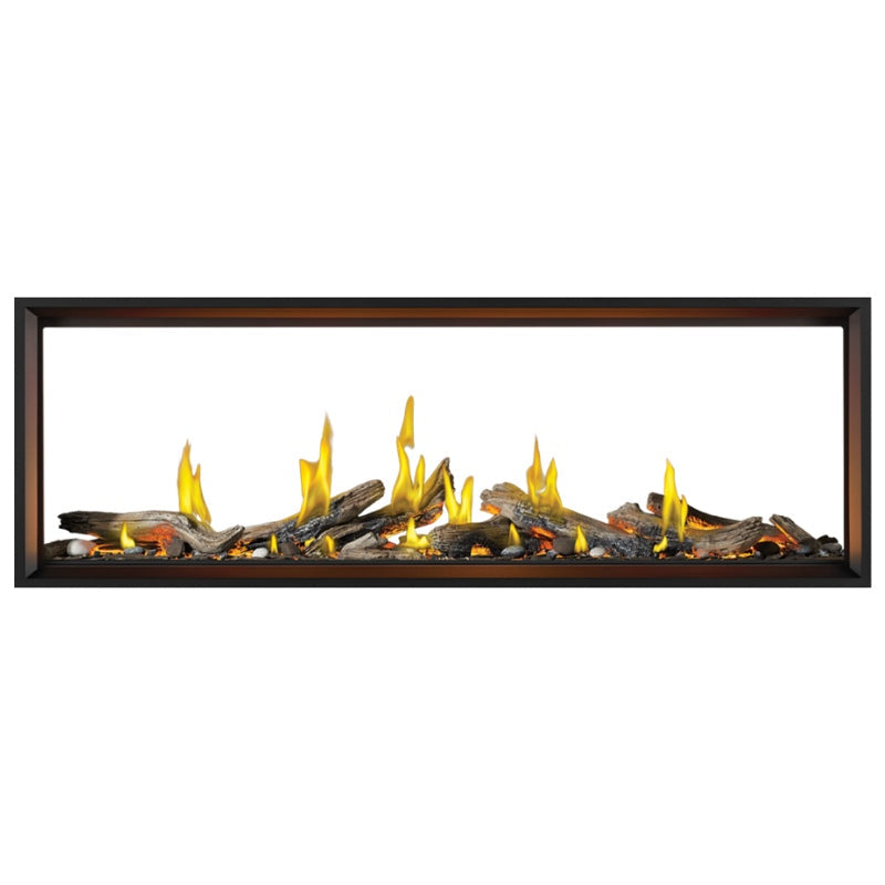 Napoleon 74-Inch Tall Vector See-Through Direct Vent Linear Gas Fireplace with Realistic Luminous Logs - Perfect for Modern Living Rooms, Patios, and Outdoor Entertainment Spaces