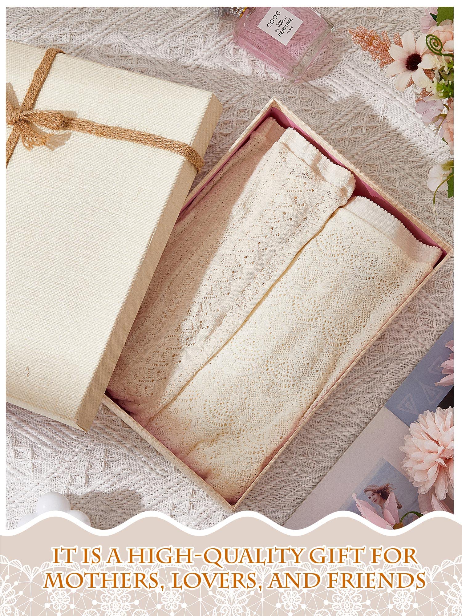Jiuguva 2-Pack Hollow Out Knitted Pattern Tights for Women - Vertical Striped Cable Knit White Lace Pantyhose & Fishnet Stockings, One Size - Perfect for Parties, Cosplay and Winter Fashion