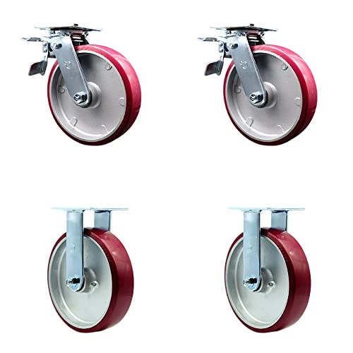 2 Swivel w/2 Total Lock Brakes - 2 Rigid